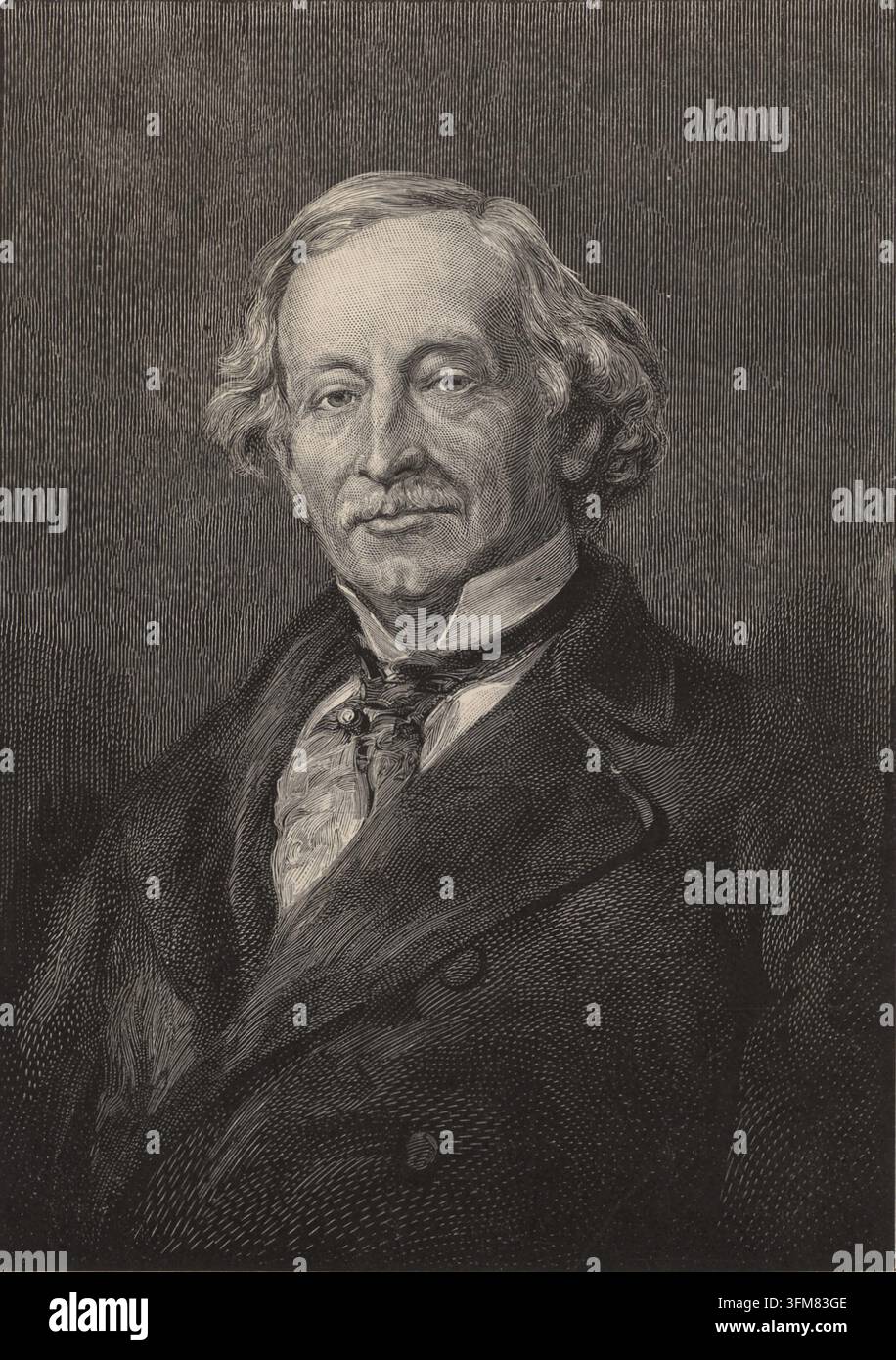 Un'incisione di Charles Upham Shepard (1804-1886), mineralogista americano e specialista di meteoriti nato a Little Compton, Rhode Island. Shepard ha tenuto conferenze a Yale dal 1827 al 1844 e all'Amherst College dal 1844 al 1877, apportando contributi significativi al campo della mineralogia. 1896. Foto Stock