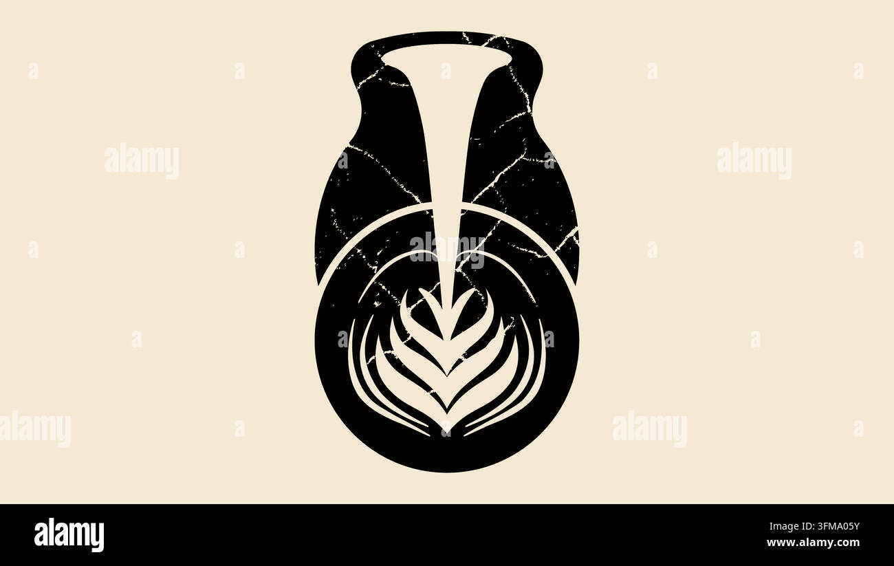 Cappuccino e latte, silhouette vettoriale isolata nera Illustrazione Vettoriale