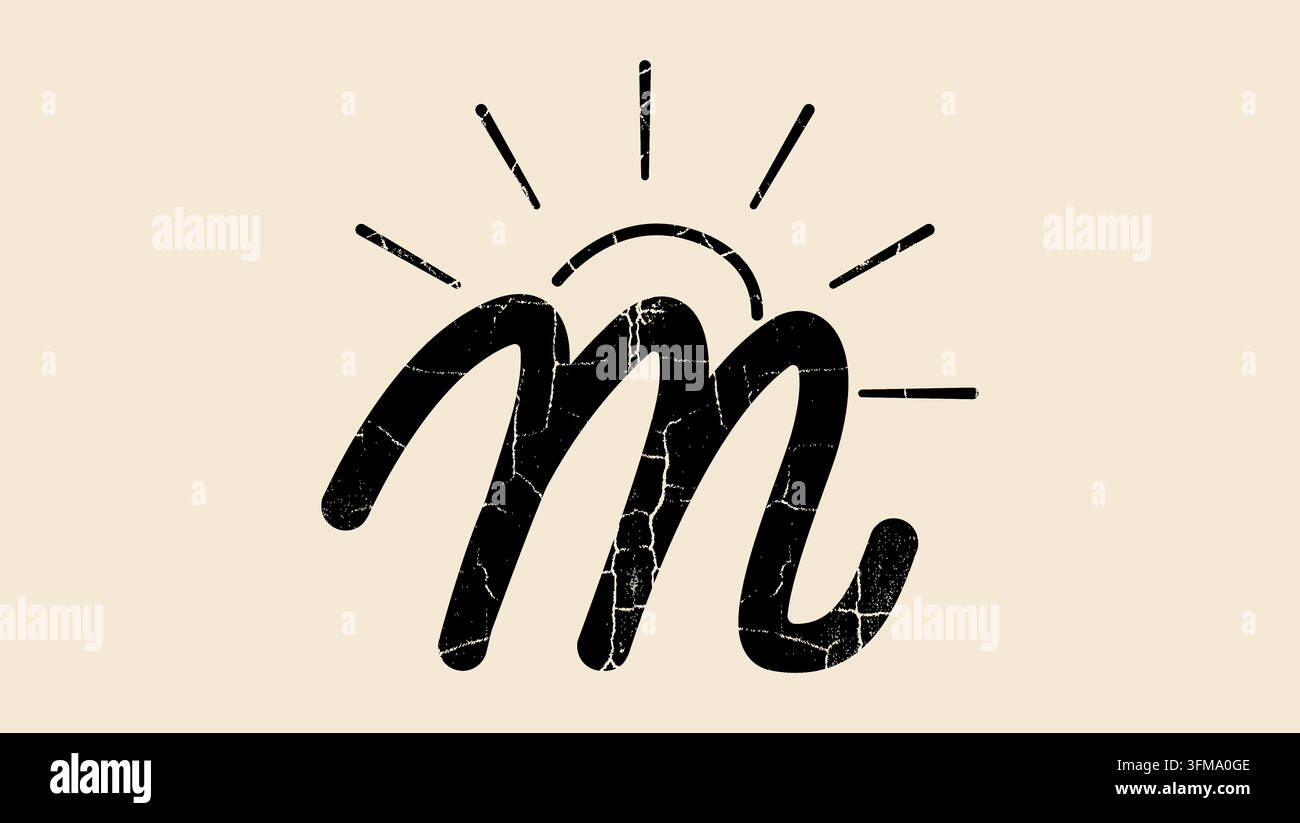 lettera m simbolo di montagna, silhouette vettoriale nera isolata Illustrazione Vettoriale