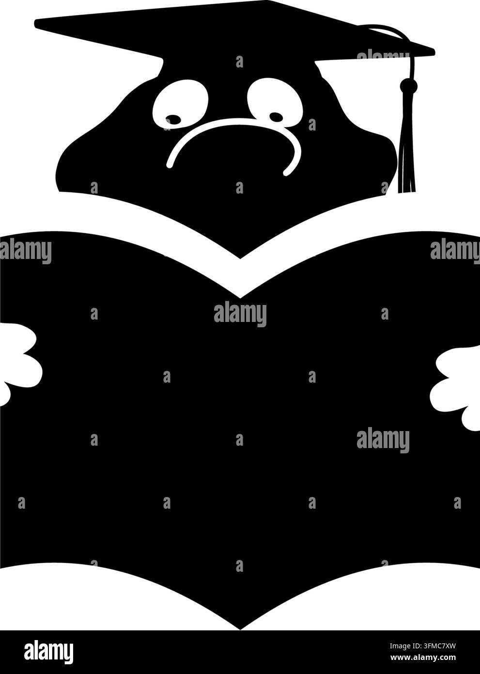 Cane che legge un libro, silhouette vettoriale nera isolata Illustrazione Vettoriale