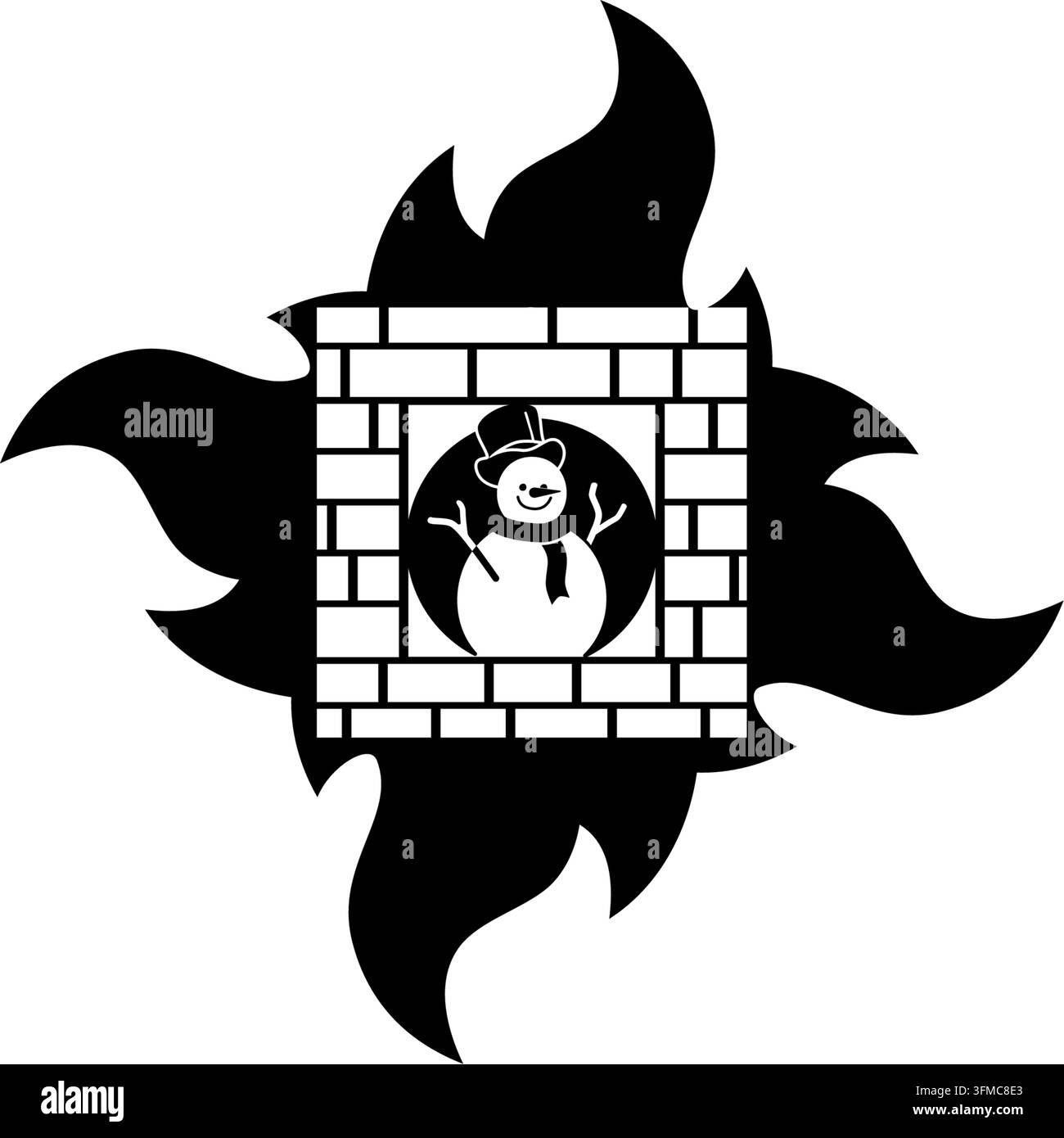 Firewall di rete, silhouette vettoriale isolata nera Illustrazione Vettoriale