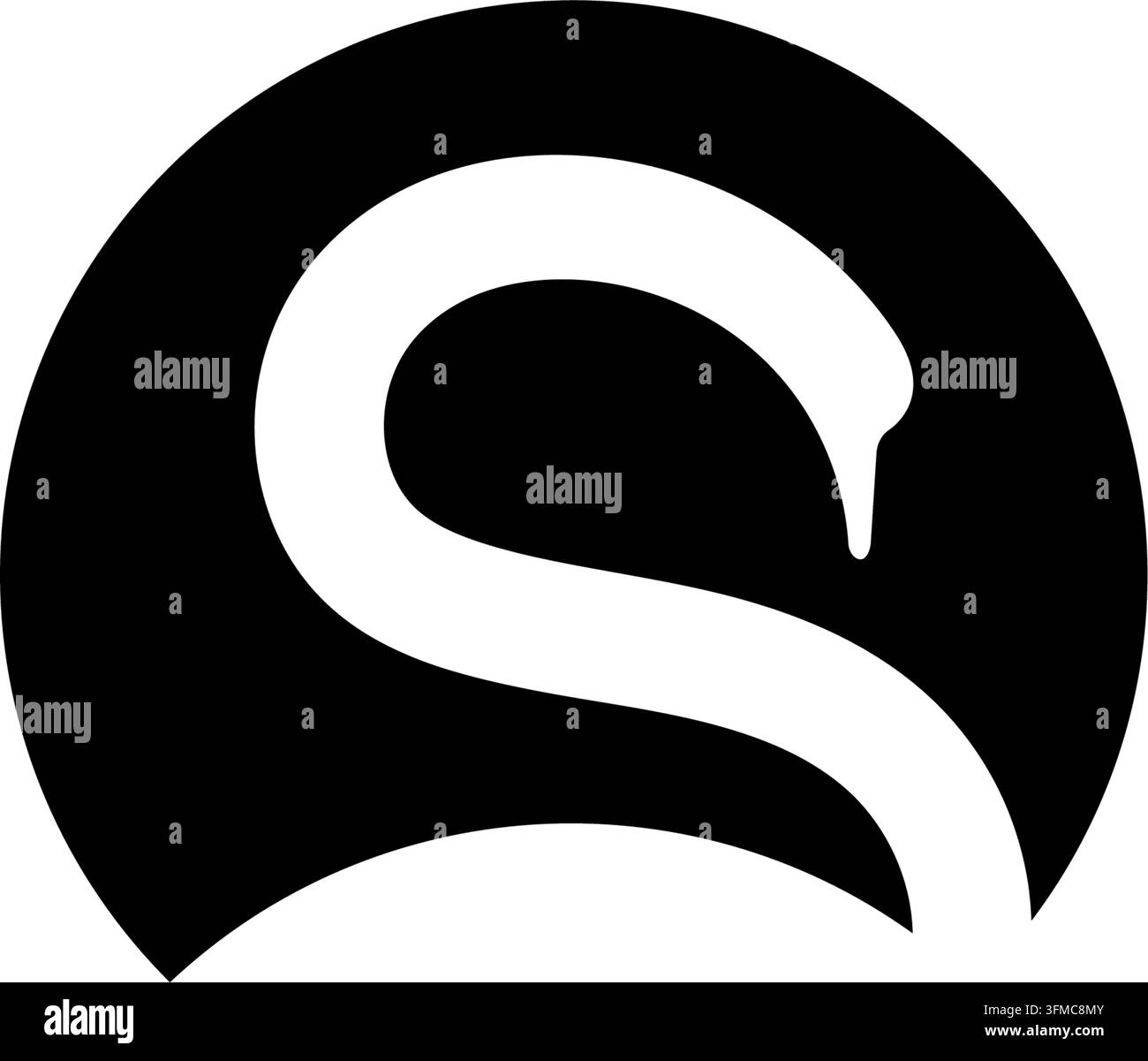 Cigno a forma di lettera S, silhouette vettoriale nera isolata Illustrazione Vettoriale