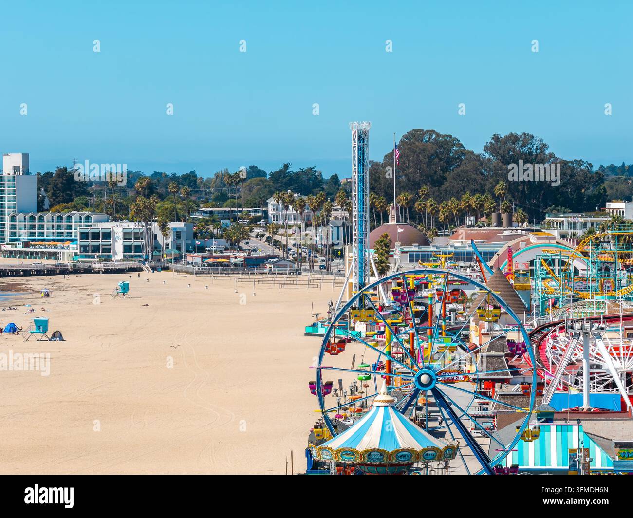 Vista aerea del Santa Cruz Beach Boardwalk in California Foto Stock