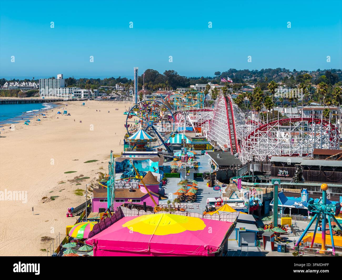 Vista aerea del parco divertimenti Santa Cruz Beach Boardwalk Foto Stock