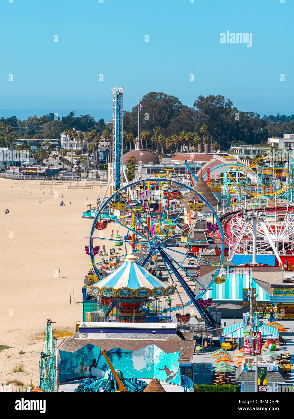 Vista aerea del parco divertimenti Santa Cruz Beach Boardwalk Foto Stock