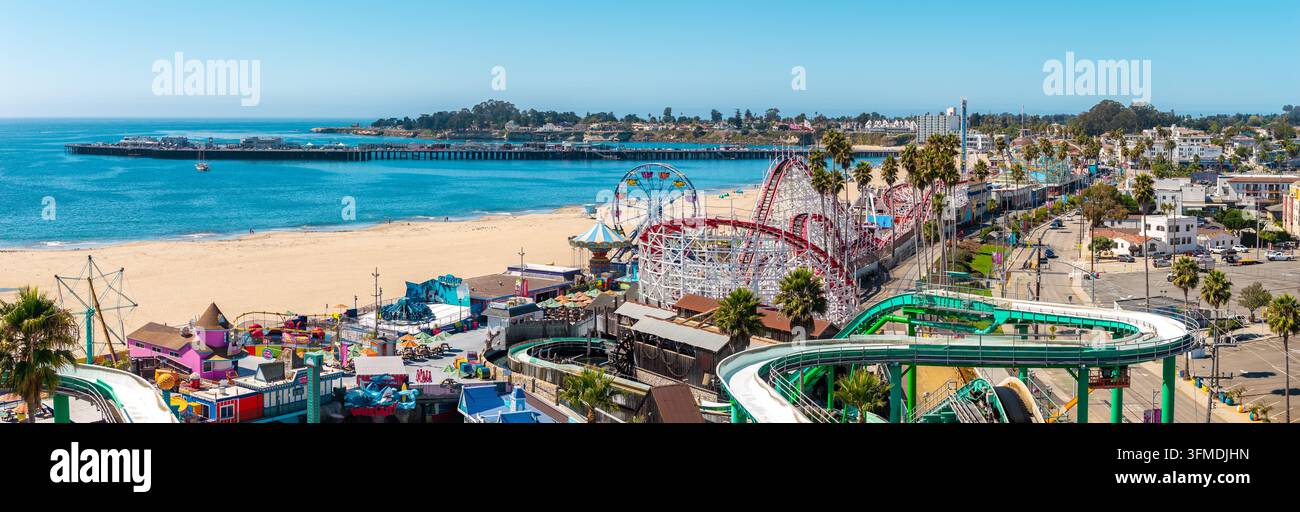 Vista aerea del Santa Cruz Beach Boardwalk in California Foto Stock