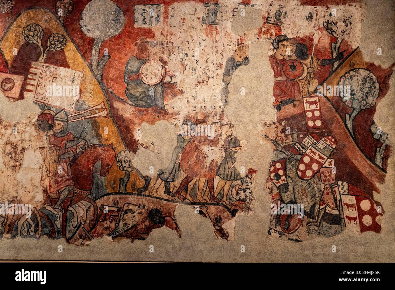 Battaglia di Giacomo I di Maiorca a Porto Pi, Conquista di Maiorca, affresco gotico trasferito su tela, Maestro della Conquista di Maiorca, 1285–129 Foto Stock
