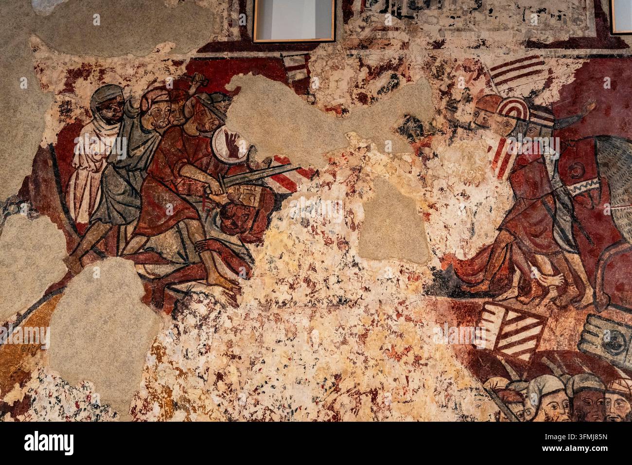 Battaglia di Giacomo I di Maiorca a Porto Pi, Conquista di Maiorca, affresco gotico trasferito su tela, Maestro della Conquista di Maiorca, 1285–129 Foto Stock