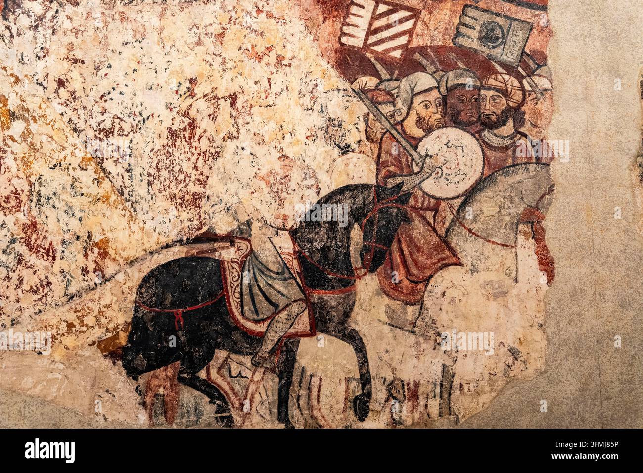 Battaglia di Giacomo I di Maiorca a Porto Pi, Conquista di Maiorca, affresco gotico trasferito su tela, Maestro della Conquista di Maiorca, 1285–129 Foto Stock