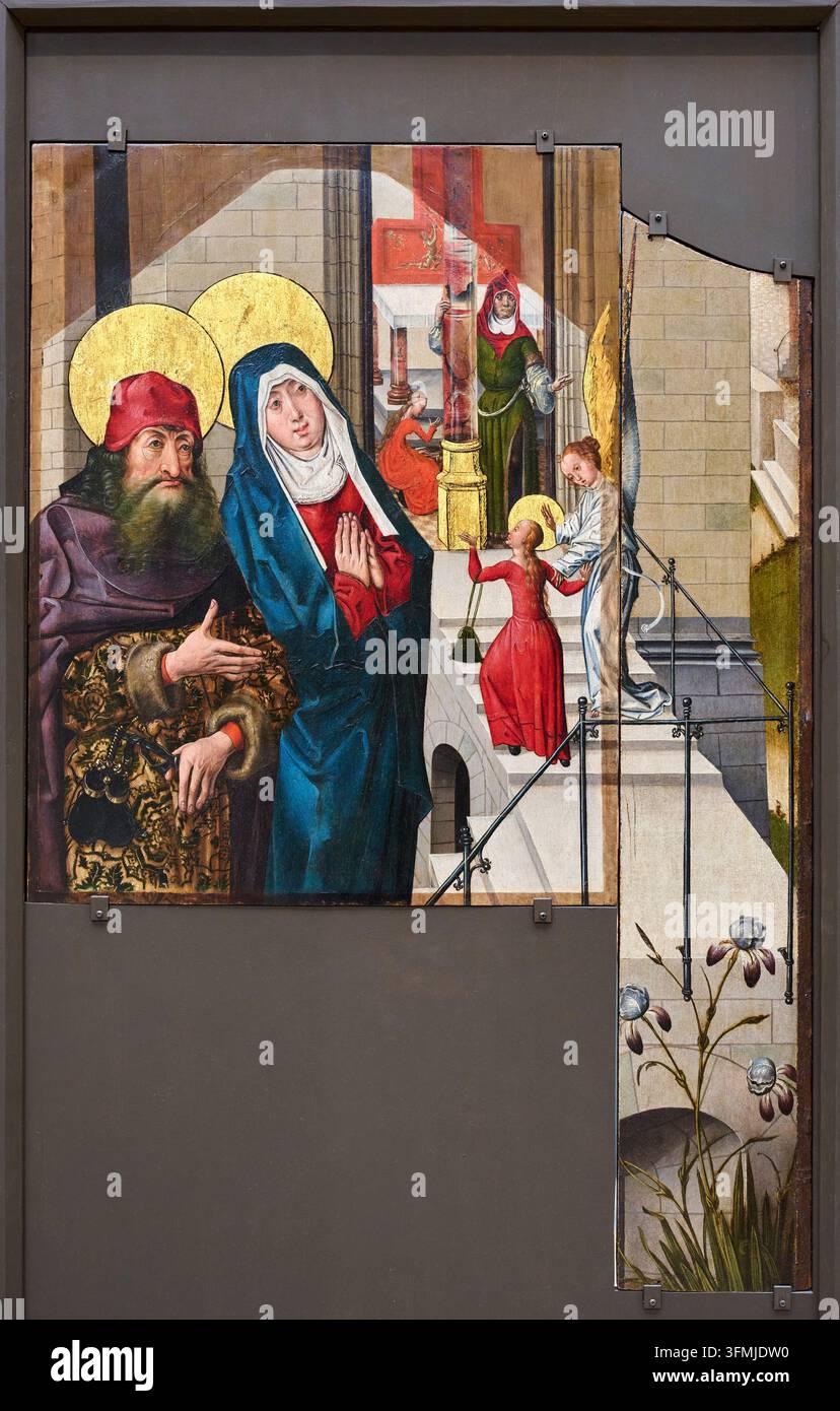 Altare dei Carmelitani, Frammento dell'ala sinistra (recto): Presentazione della Vergine al Tempio, Maestro della Vista di Santa Gudula (Bruxelles) Foto Stock