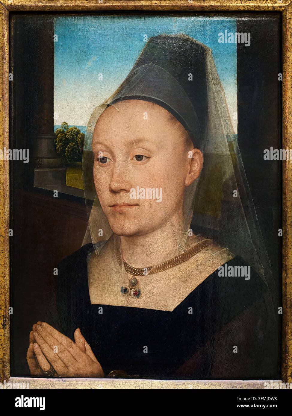 Ali di un trittico: Ritratto di Barbara van Vlaenderbergh, Hans Memling (Seligenstadt c. 1440? - Bruges 1494), Musée Old Masters Museum, Bruxelles, Foto Stock