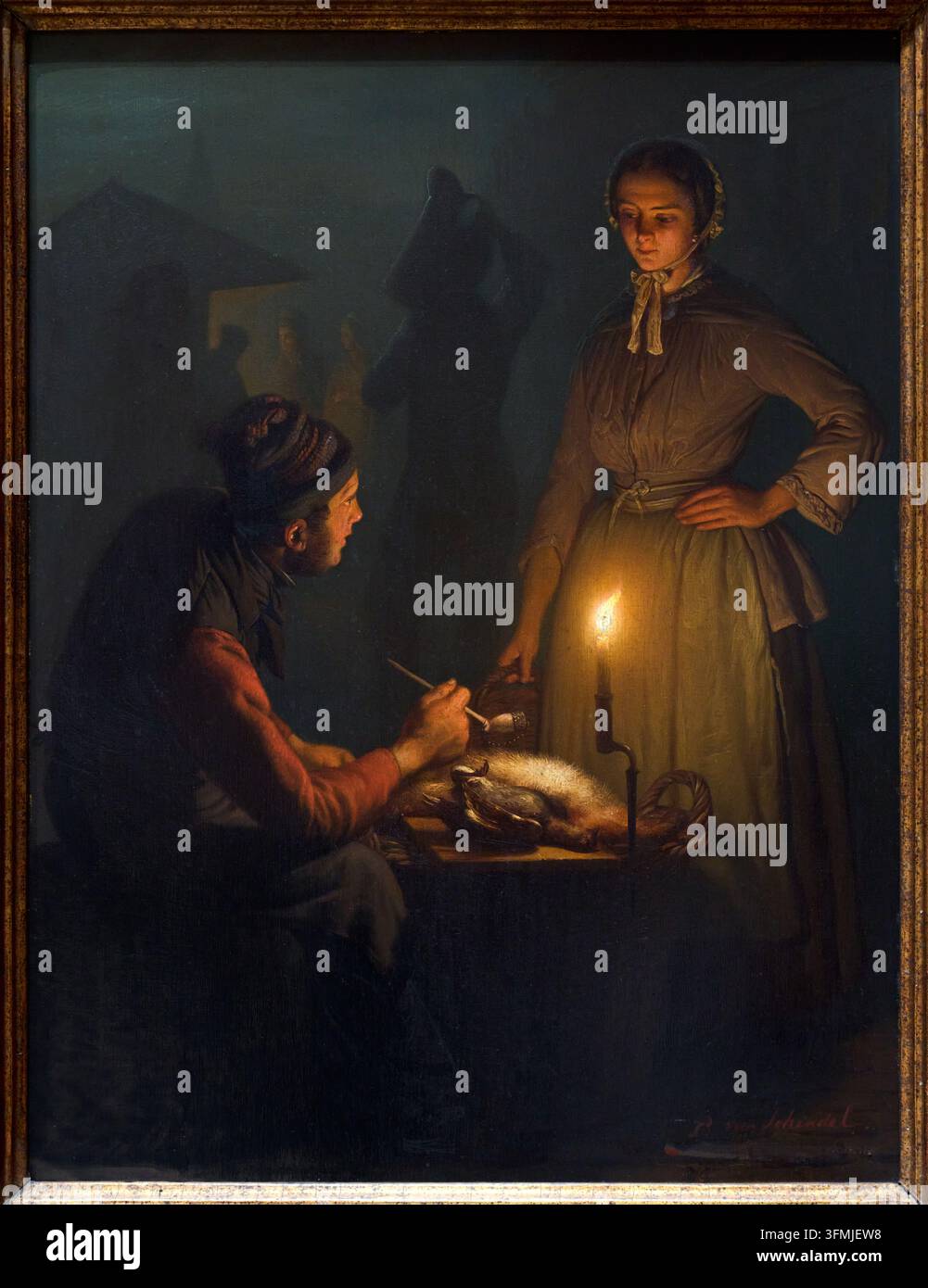 Una passeggiata, di sera, Petrus Van Schendel (Terheyden vicino a Breda 1806- Bruxelles 1870), Musée Old Masters Museum, Bruxelles, Belgio Foto Stock