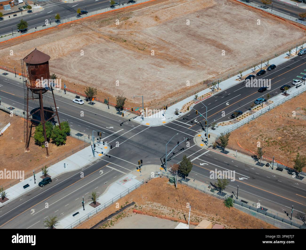 Veduta aerea di un incrocio stradale a Sacramento, California Foto Stock