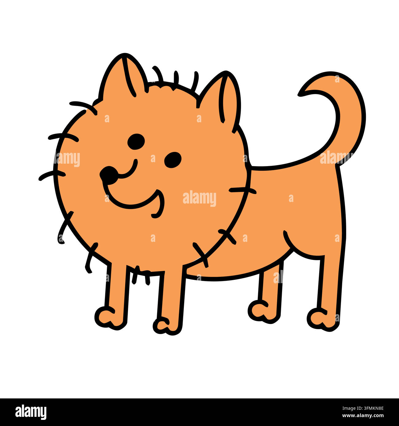 Personaggio cartone animato vettore di cane carino. Illustrazione di contorno di animale domestico divertente cucciolo. Perfetto per decorazioni di biglietti di auguri di compleanno per bambini. Illustrazione Vettoriale