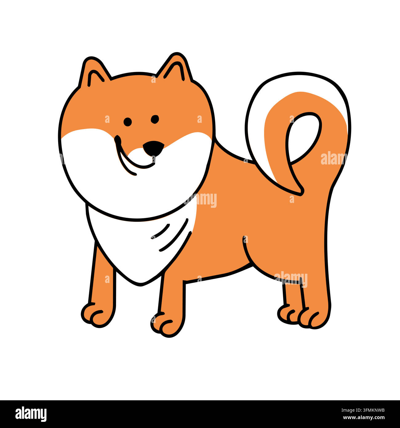 Simpatici personaggi di cartoni animati vettoriali Shiba Inu. Illustrazione a contorno di cucciolo Akita divertente. Perfetto per decorazioni di biglietti di auguri di compleanno per bambini. Illustrazione Vettoriale