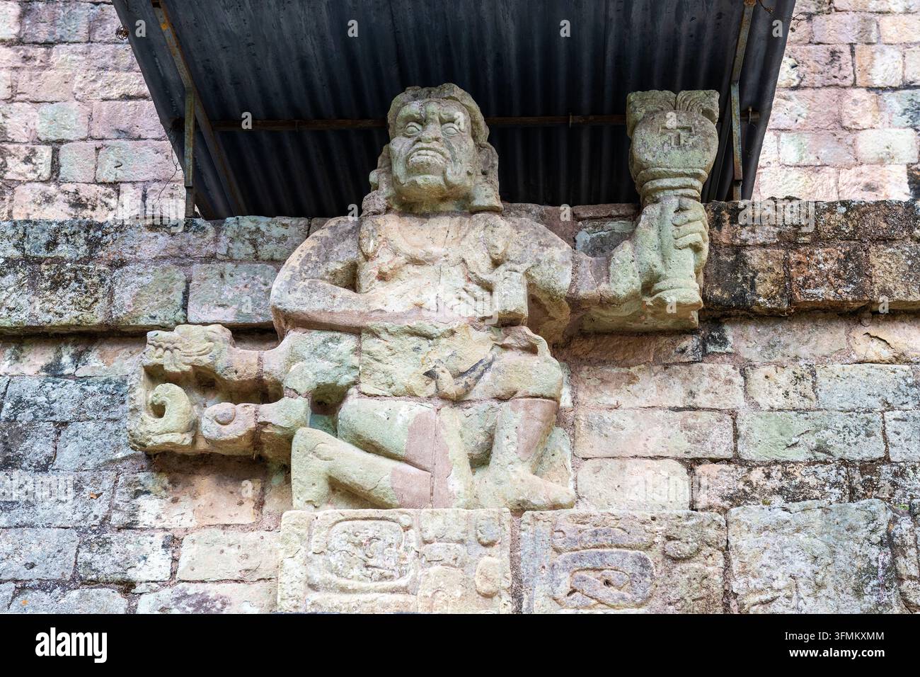 Dio Maya della Scimmia Urlatrice presso il Tempio 11, Copan, Honduras. Foto Stock