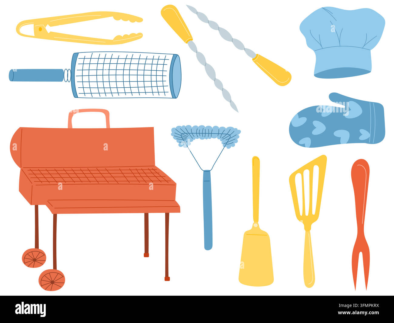 Set di attrezzature per barbecue Illustrazione Vettoriale