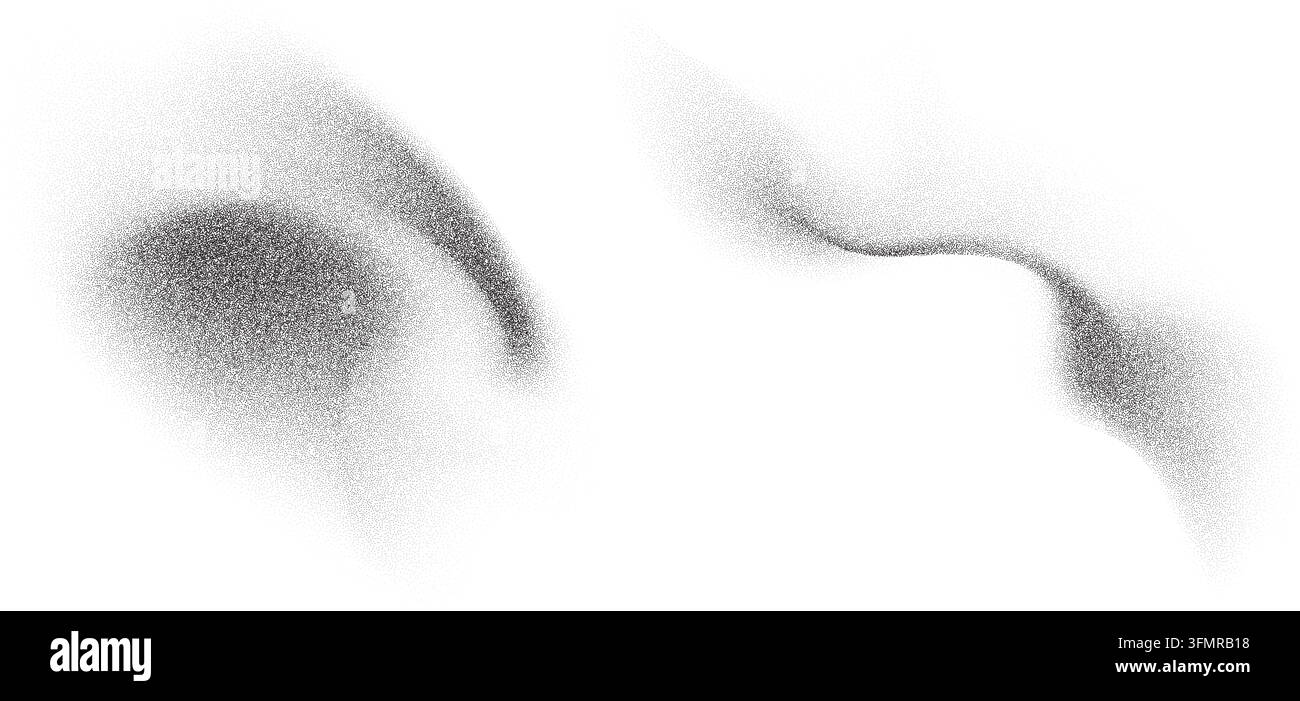 Texture di grano nero, schizzi di carbone, forme astratte di sabbia scura a puntini. Illustrazione Vettoriale