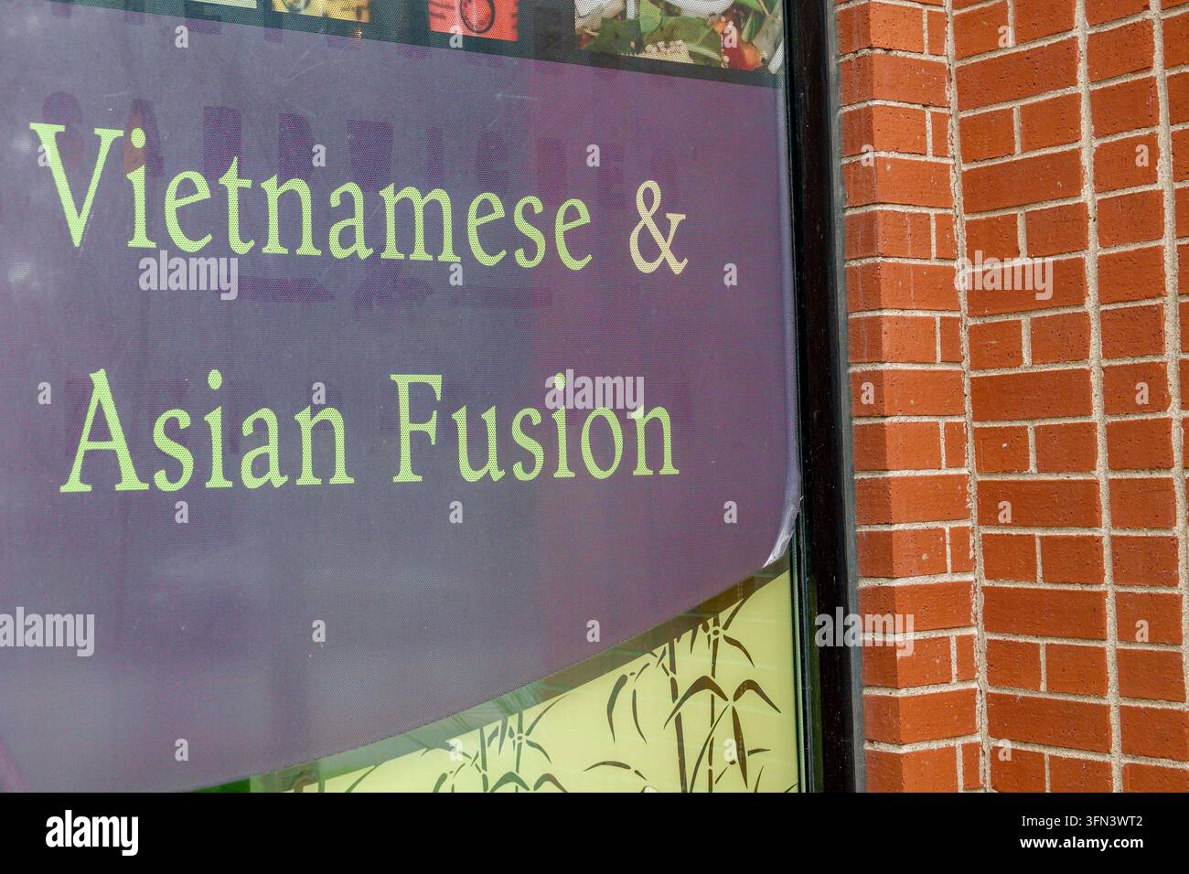 Halifax Nova Scotia Canada, centro città South Park Street, fusione vietnamita e asiatica, cartello del ristorante, cucina asiatica, cibo vietnamita, cucina fusion, interno Foto Stock