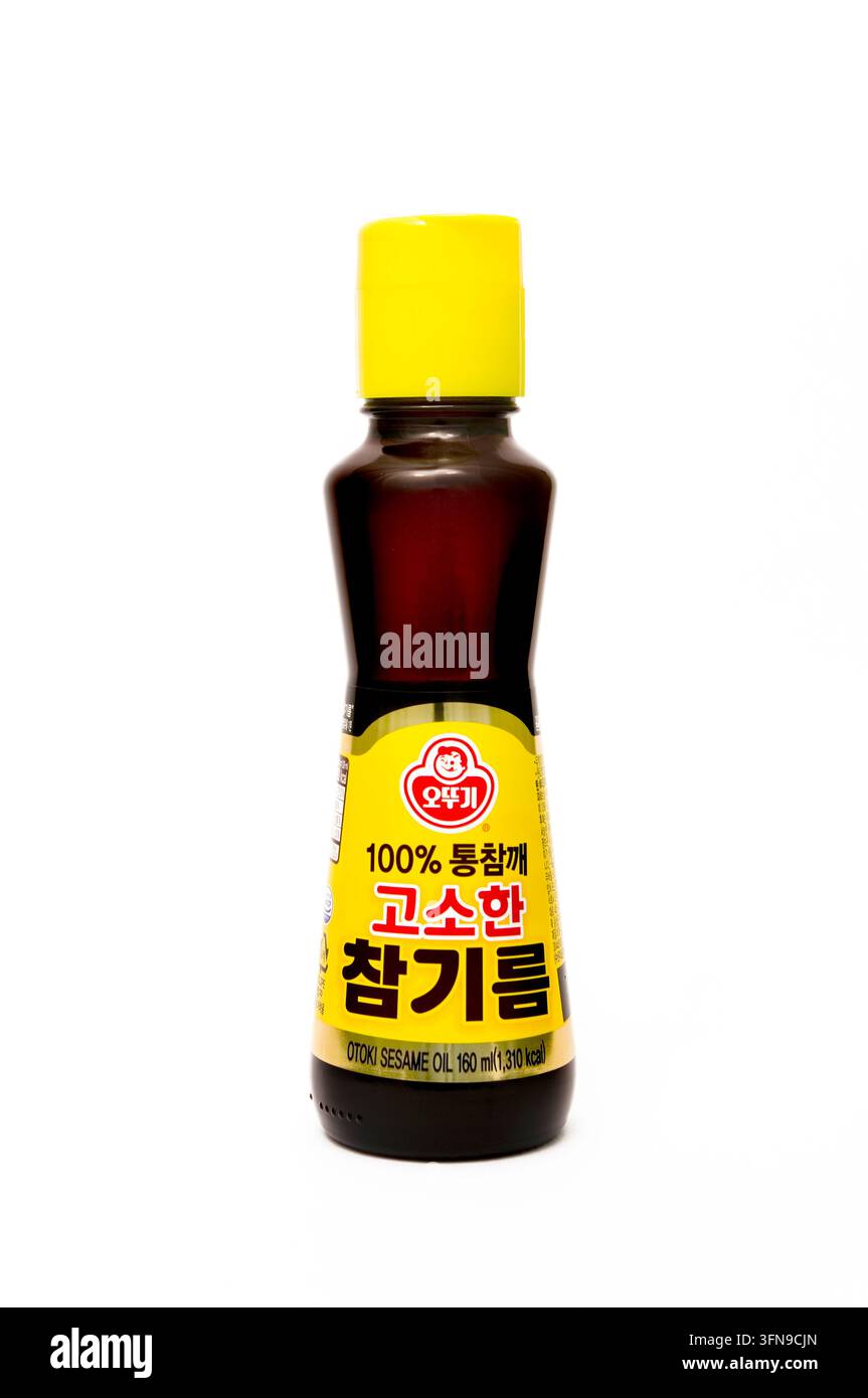 Olio di sesamo tostato coreano Foto Stock