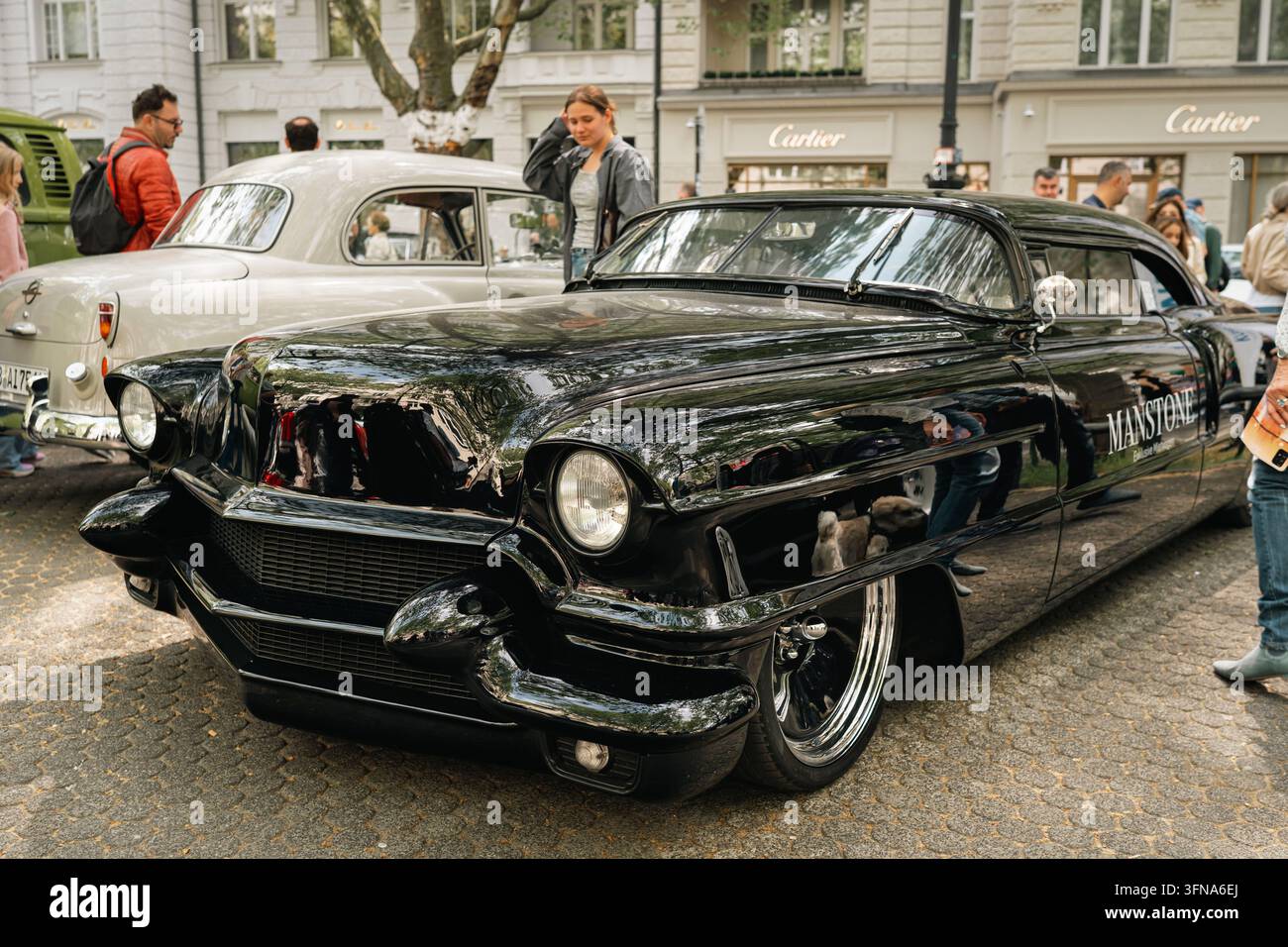 Auto classica custom nera ai Classic Days Berlin Foto Stock