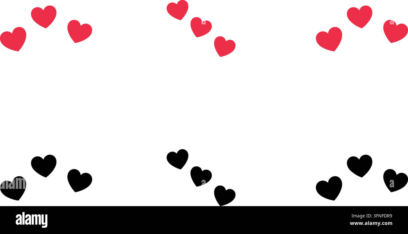Set di icone a forma di cuore in varianti di colore rosso e nero con stili grafici solidi per l'interazione sui social media e il design a tema amore Illustrazione Vettoriale