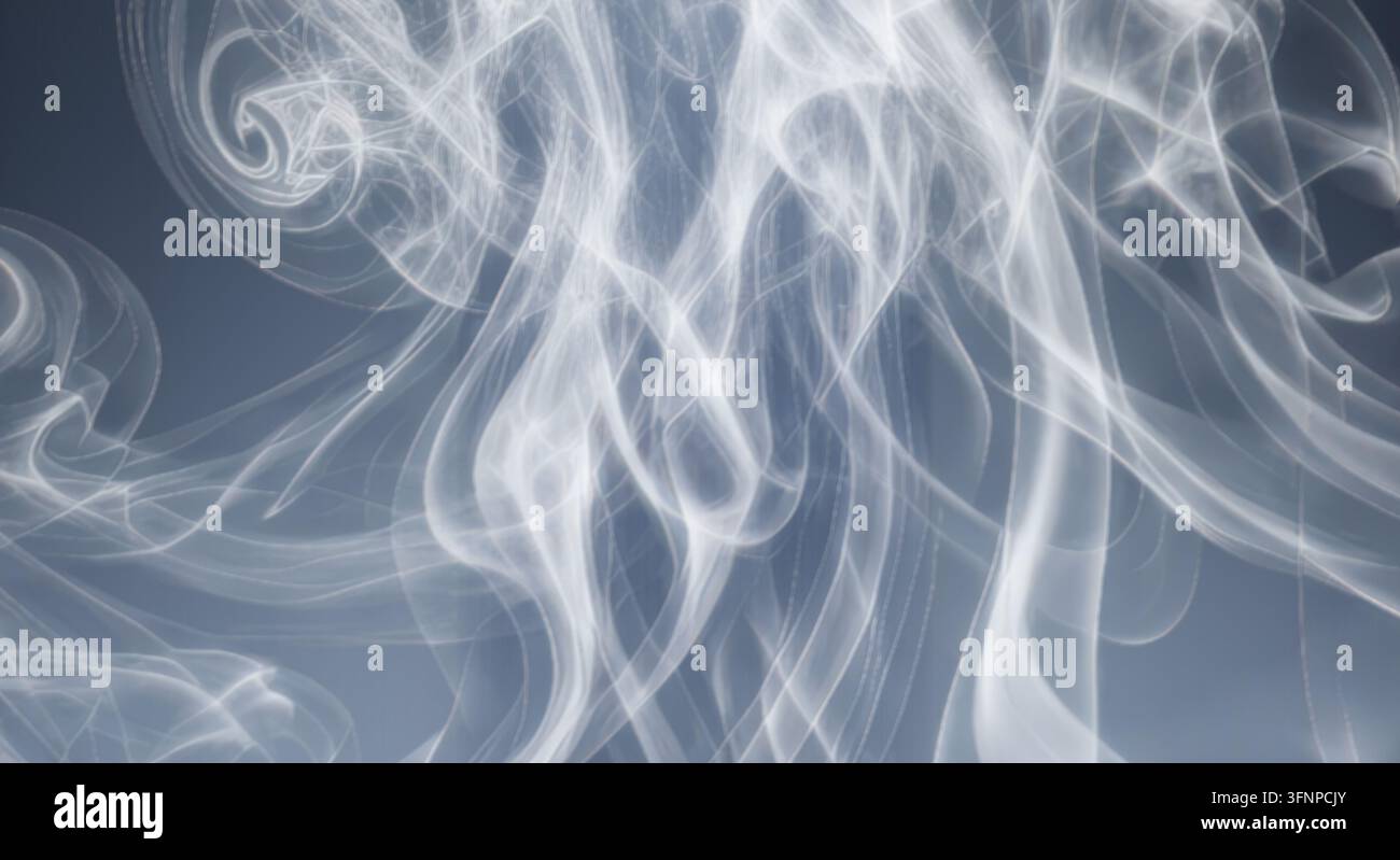 Trama di fumo ad alto contrasto con flusso organico. Foto Stock