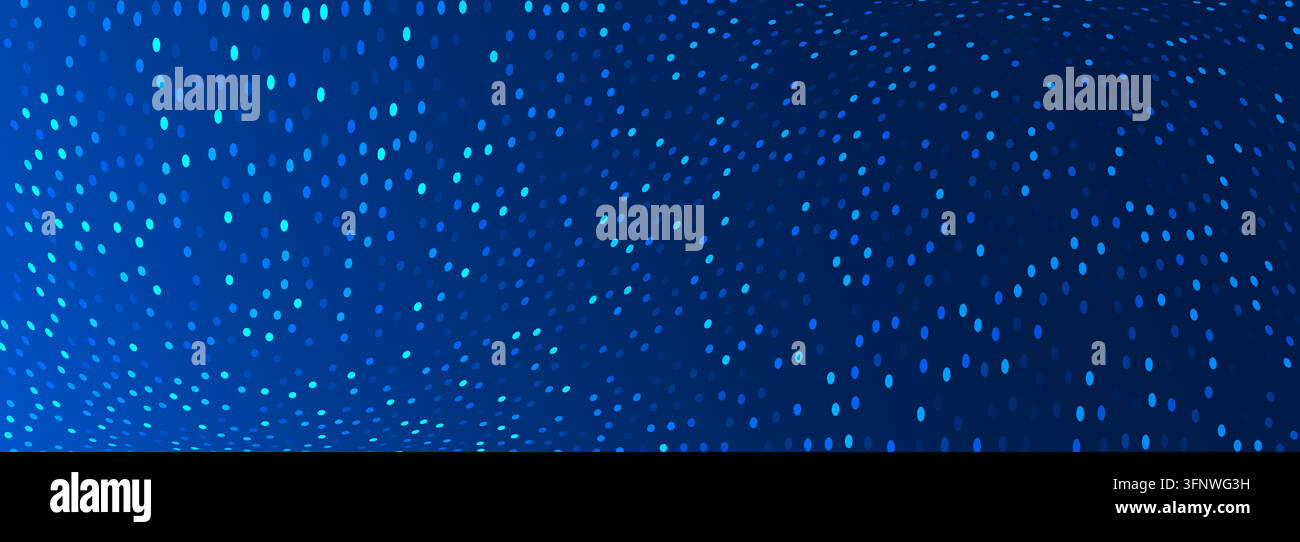 Sfondo di particelle fluenti blu luminose. Sfondo di tracce di punti luminosi in movimento. Concetto astratto di viaggio spaziale. Sfondo effetto luminescenza blu navy. Luci di velocità di accelerazione dinamica tecnologica. Sfondo vettoriale Illustrazione Vettoriale