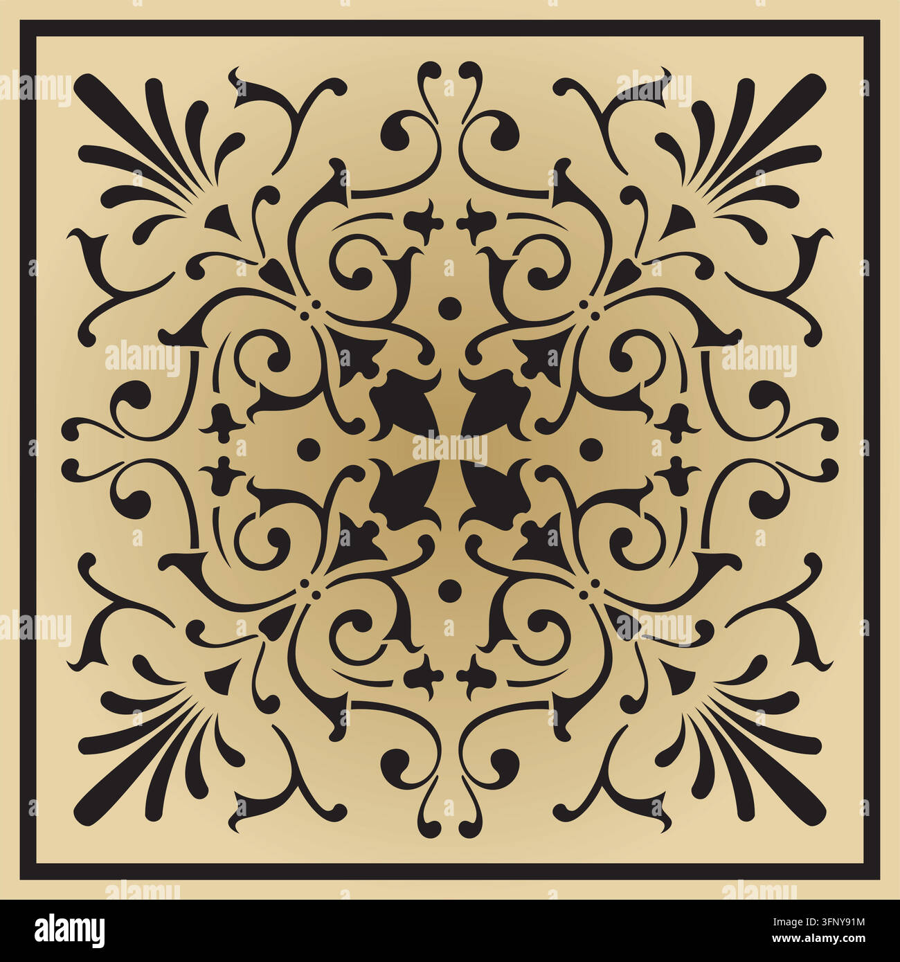 Ornamento nazionale europeo classico quadrato in oro vettoriale. Motivo etnico dei popoli romanici. Piastrelle della Grecia antica, dell'Impero romano. Illustrazione Vettoriale