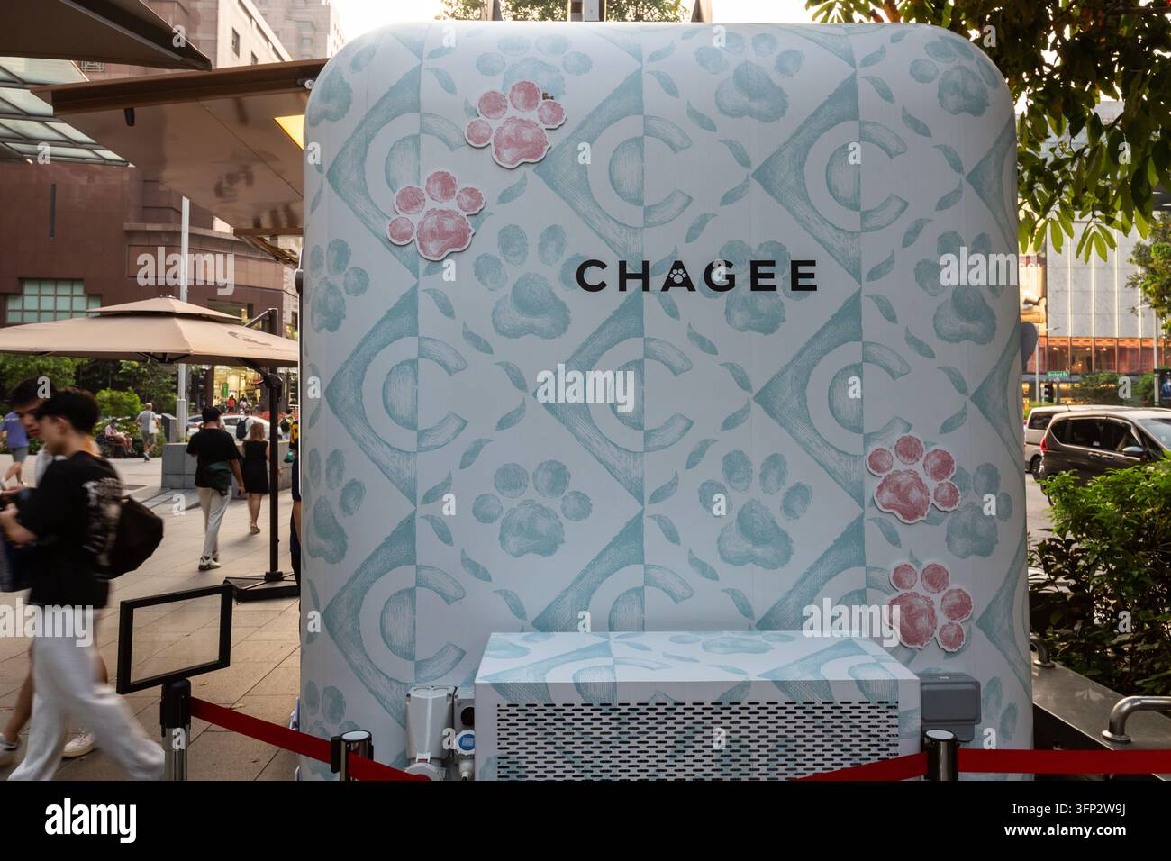 Negozio pop-up a tema animale Chagee Tea su Orchard Road, i clienti possono portare i loro animali domestici al caffè, Singapore. Foto Stock