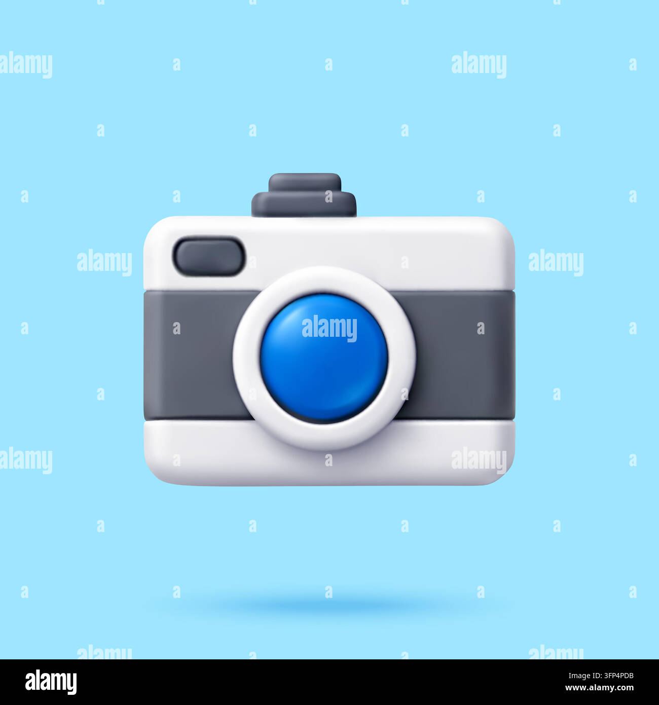 Fotocamera compatta 3D con obiettivo blu Illustrazione Vettoriale
