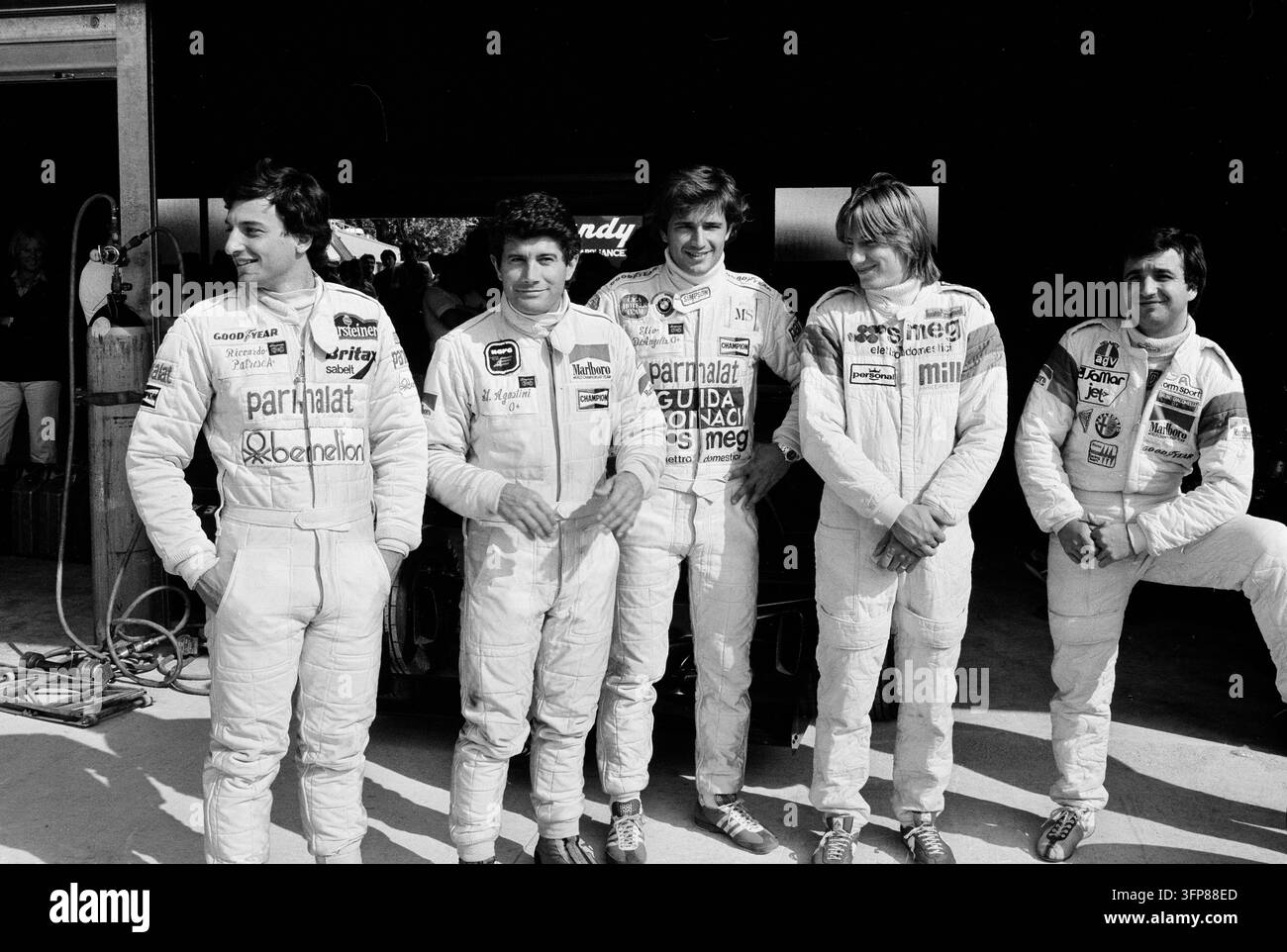 1979 - Giacomo Agostini & Piloti GP italiani - F1 Gran Premio Dino Ferrari - Imola - Scansione di diapositive Hasselblad originale Foto Stock