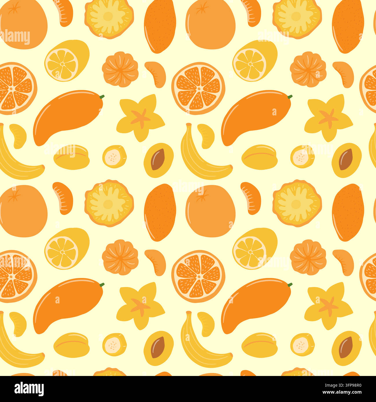 Modello tropicale senza cuciture con agrumi Illustrazione Vettoriale