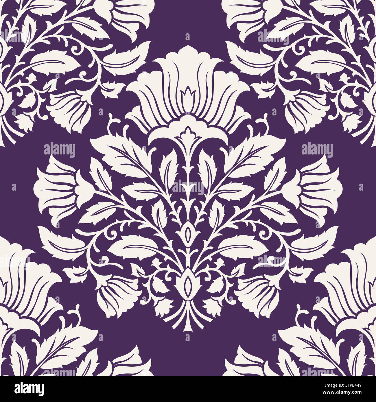 Carta da parati medaglione damascato crema oversize Illustrazione Vettoriale