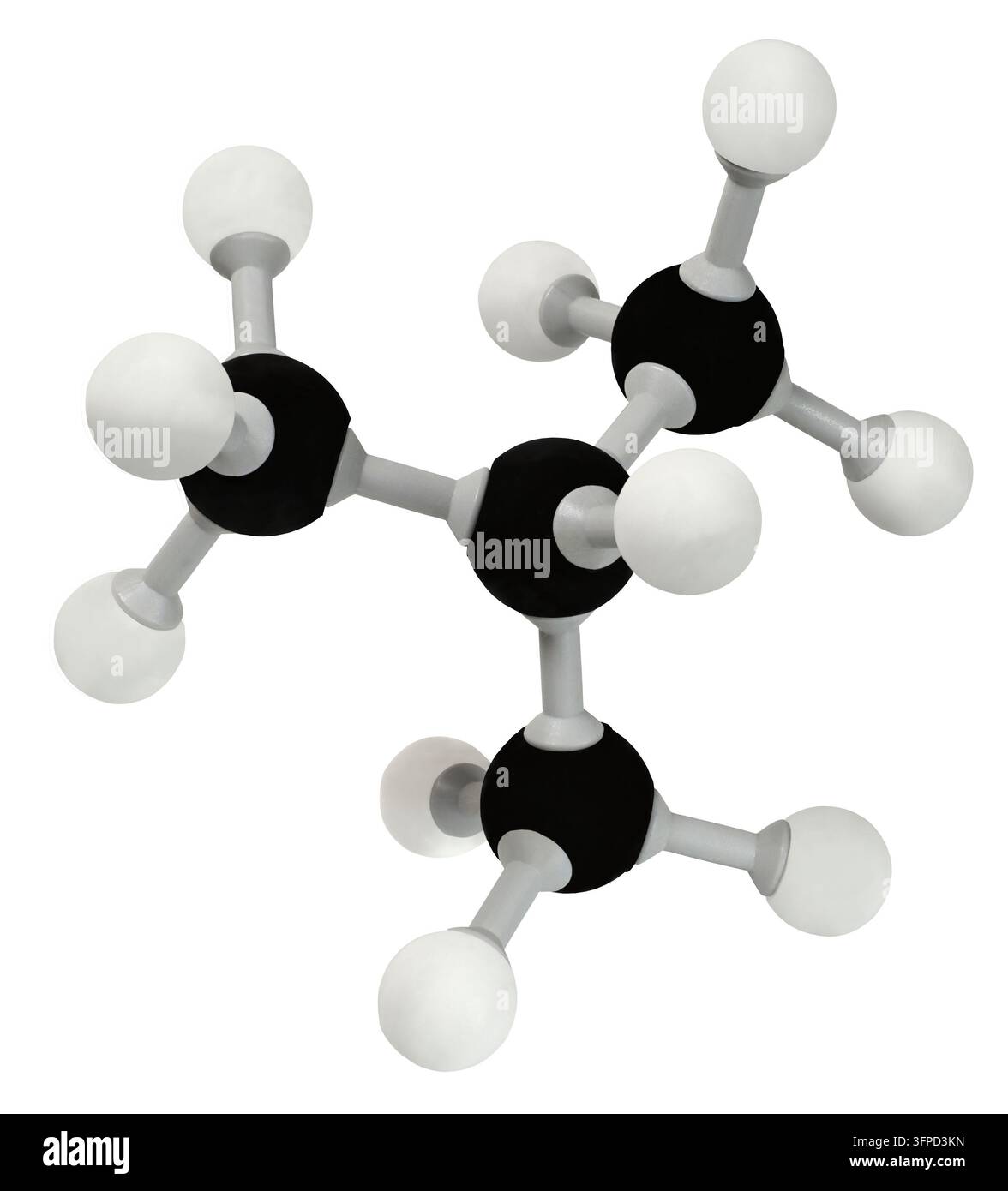 Modello di molecola di isobutano isolato su sfondo bianco Foto Stock