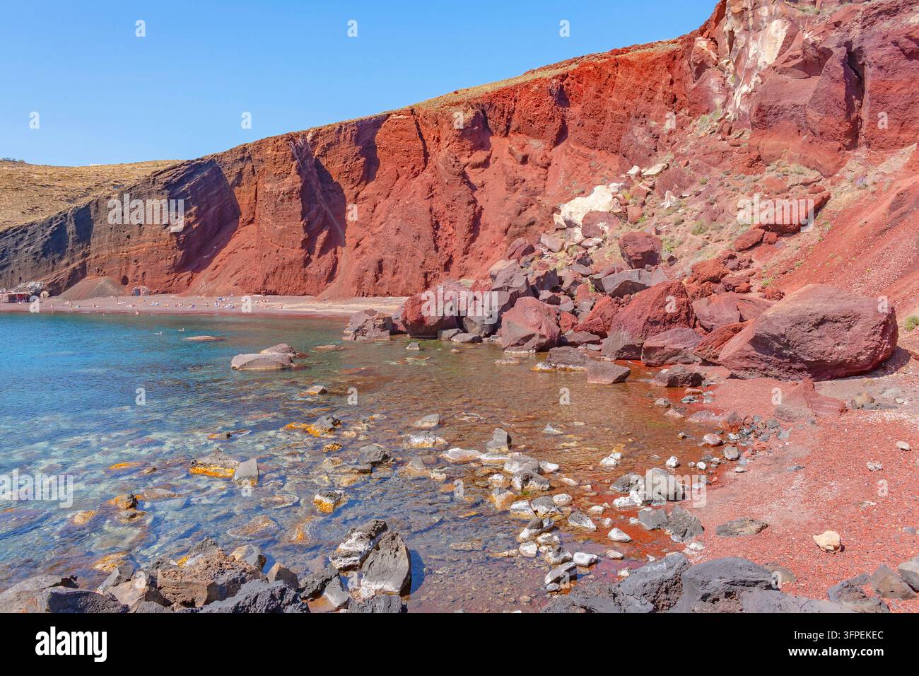 Red Beach, Santorini, Cicladi, Grecia Foto Stock