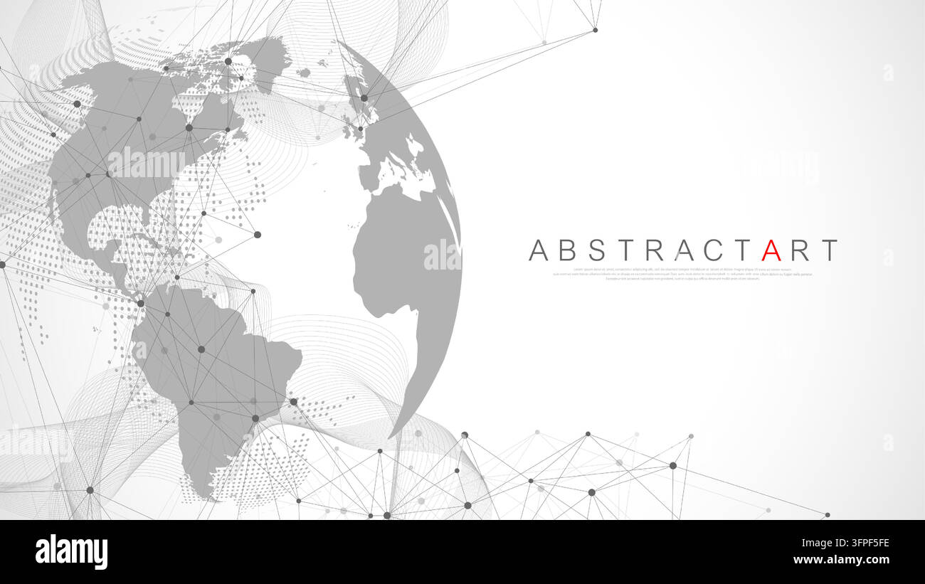 Rete globale concetto di connessione. Grande per la visualizzazione di dati. Il social network di comunicazione globale di reti di computer. La tecnologia di Internet. Azienda Illustrazione Vettoriale