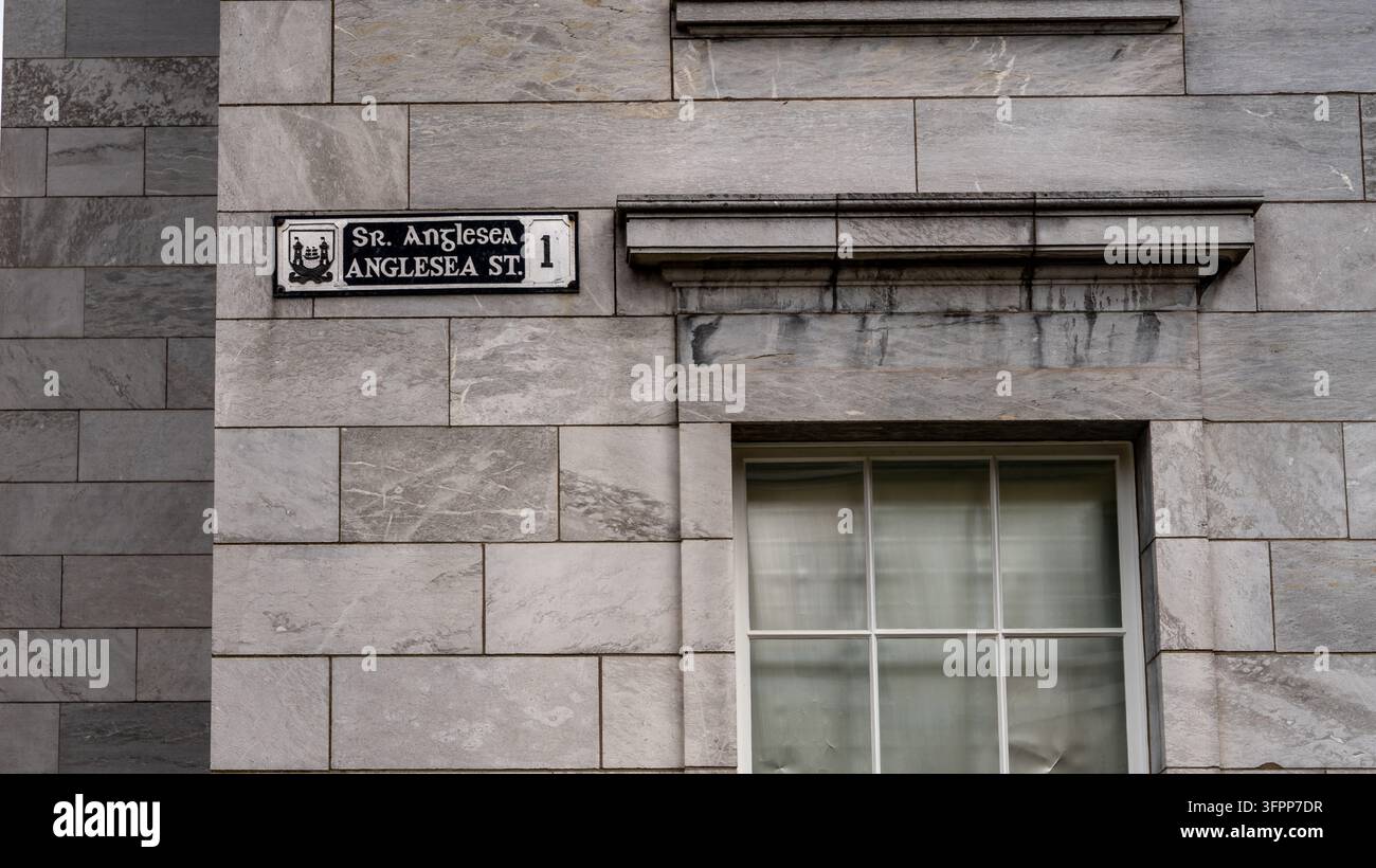 Cork City, Contea di Cork, Irlanda, 15 agosto 2026: Cartello stradale di Angelsea Street. Cork City Foto Stock