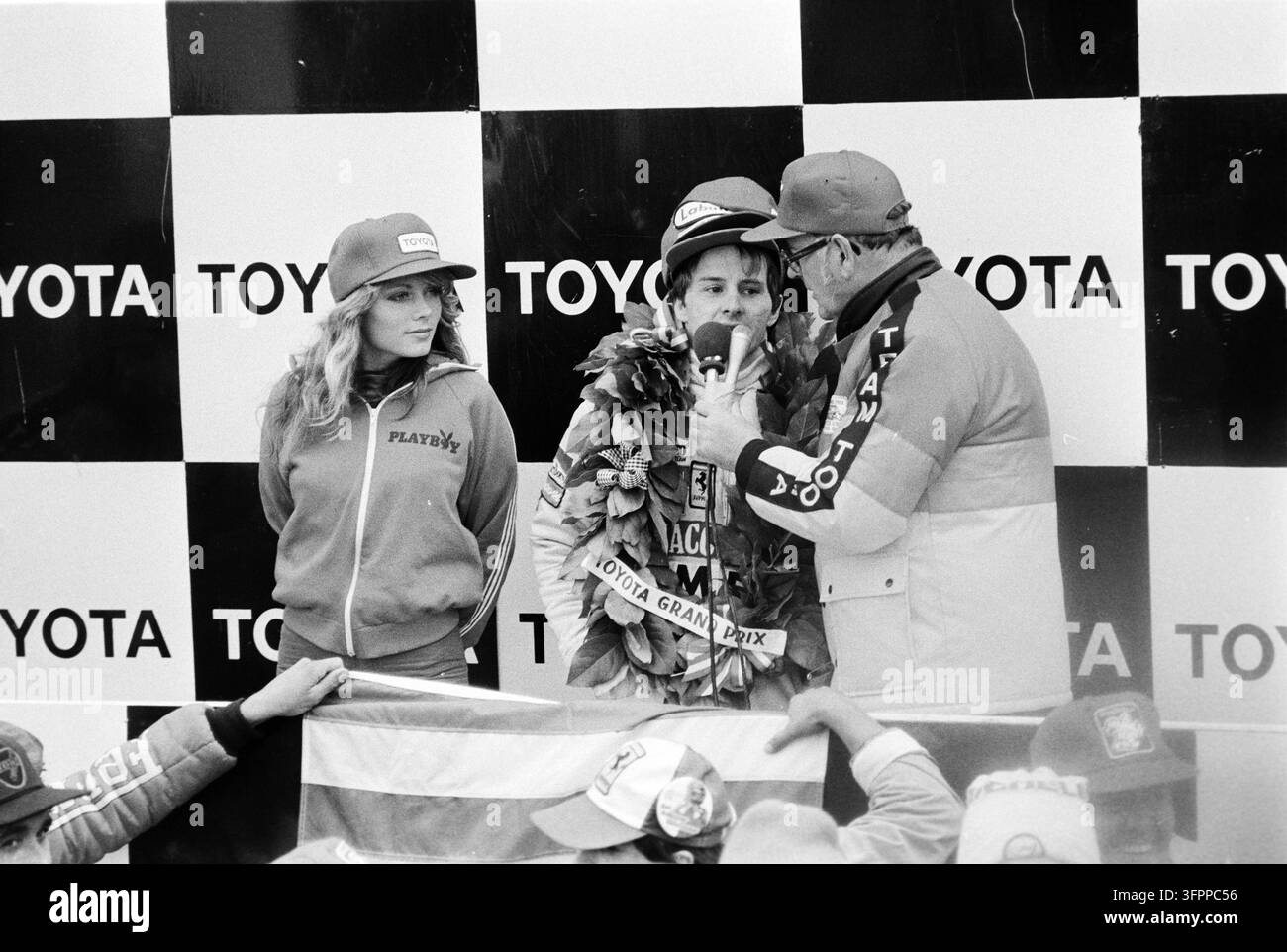 1979 - Gilles Villeneuve - Scuderia Ferrari vince - Gran Premio degli Stati Uniti di F1 - Watkins Glen, NY - Scansione negativa originale Foto Stock
