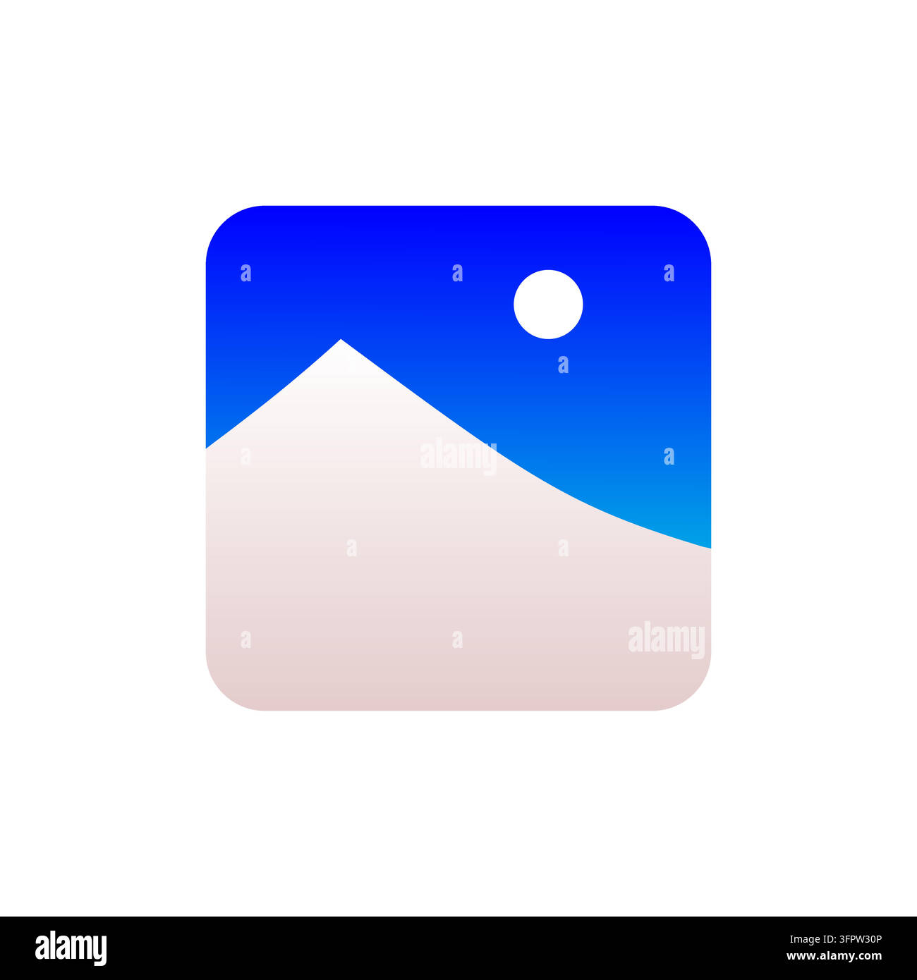 Icona di segnaposto per immagine di paesaggio montano minimalista in stile piatto moderno. Illustrazione Vettoriale