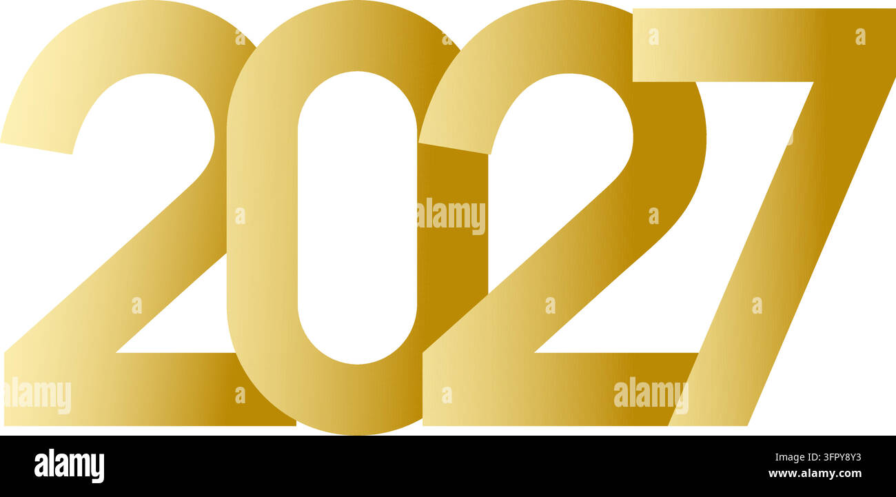 Il numero 2027 in un gradiente dorato. Illustrazione Vettoriale