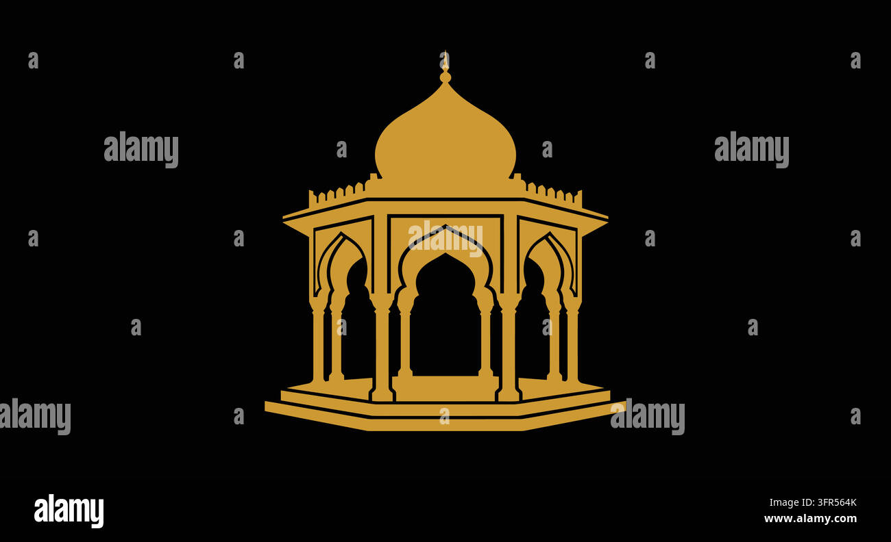 Disegno architettonico di un padiglione a cupola con struttura Illustrazione Vettoriale