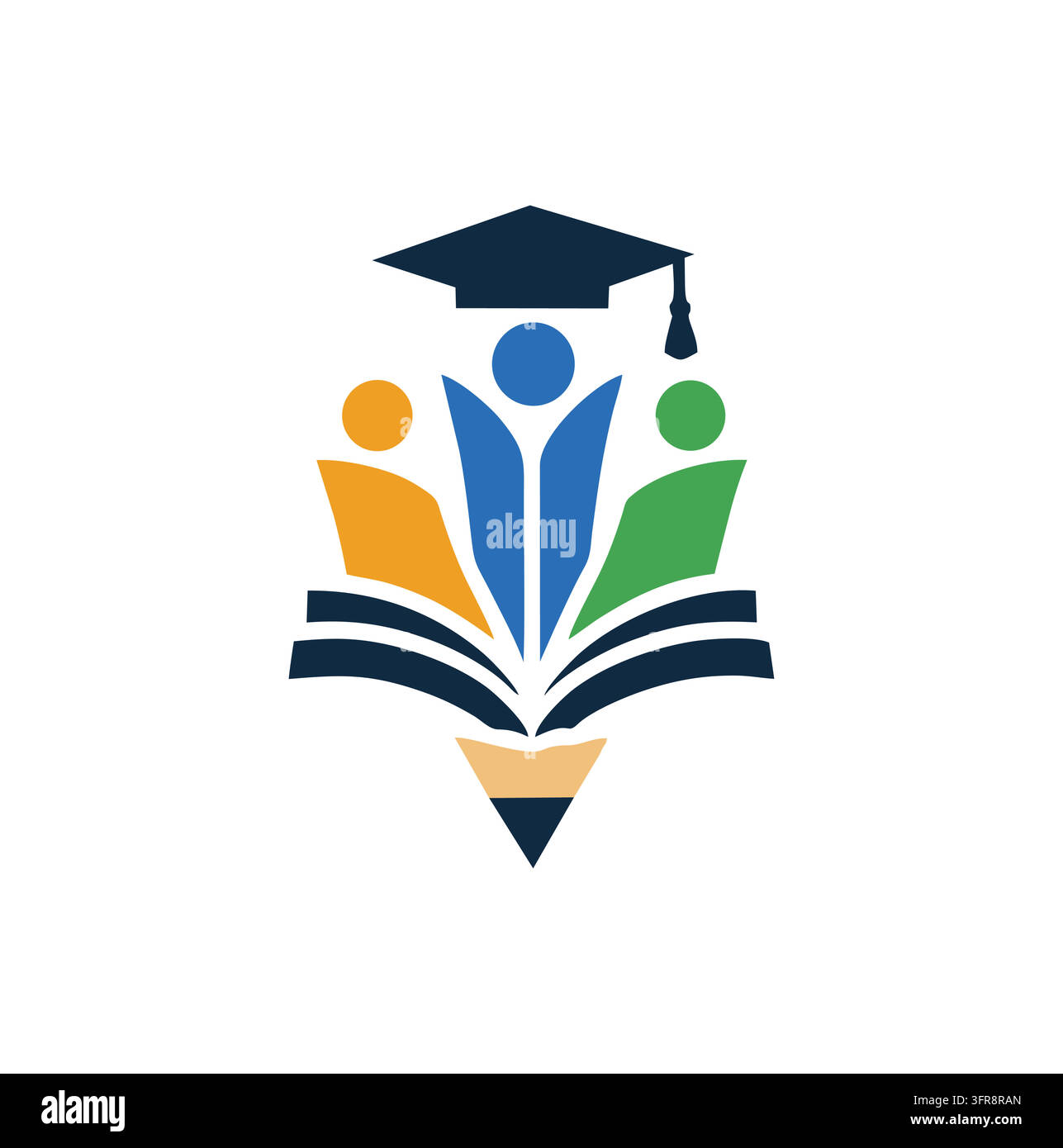 Team educativo moderno professionale studia il design vettoriale del logo con la matita Illustrazione Vettoriale