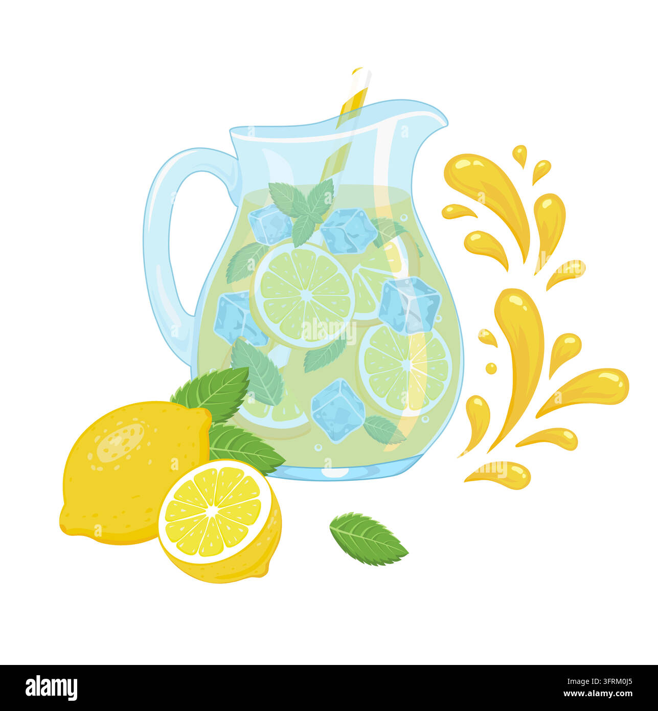 brocca e bicchiere di limonata fresca illustrazione vettoriale Illustrazione Vettoriale
