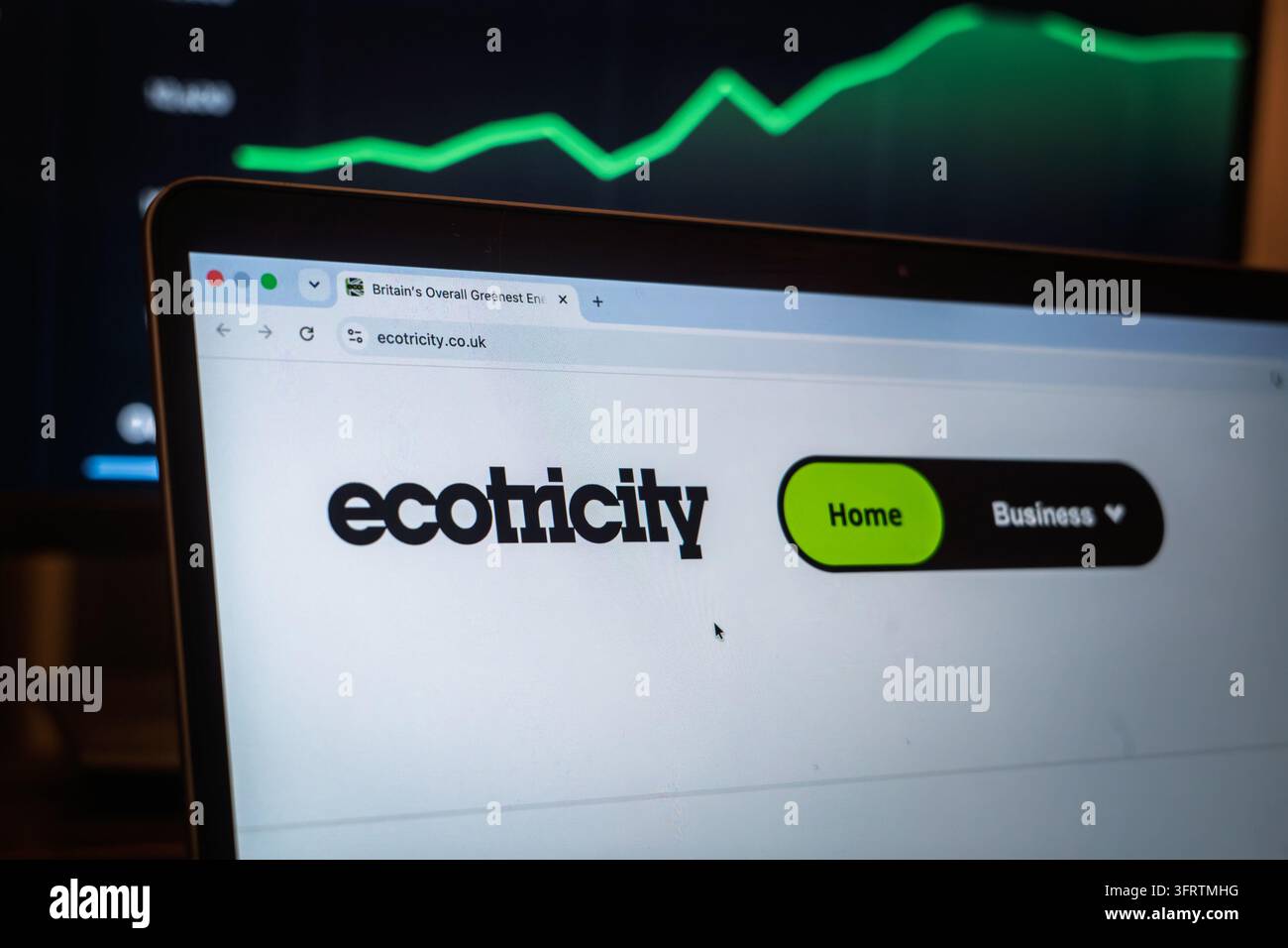 LONDRA, REGNO UNITO - 10 AGOSTO 2026: Logo di Ecotricity sul loro sito web. Ecotricity è un fornitore britannico di energia rinnovabile con sede in Gran Bretagna. Foto Stock