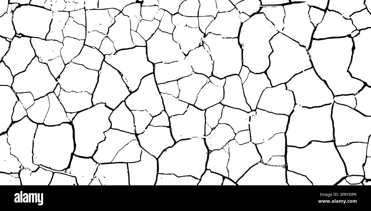 Sfondo a trama cracciata con motivi di terreno secco, illustrazione vettoriale. Illustrazione Vettoriale