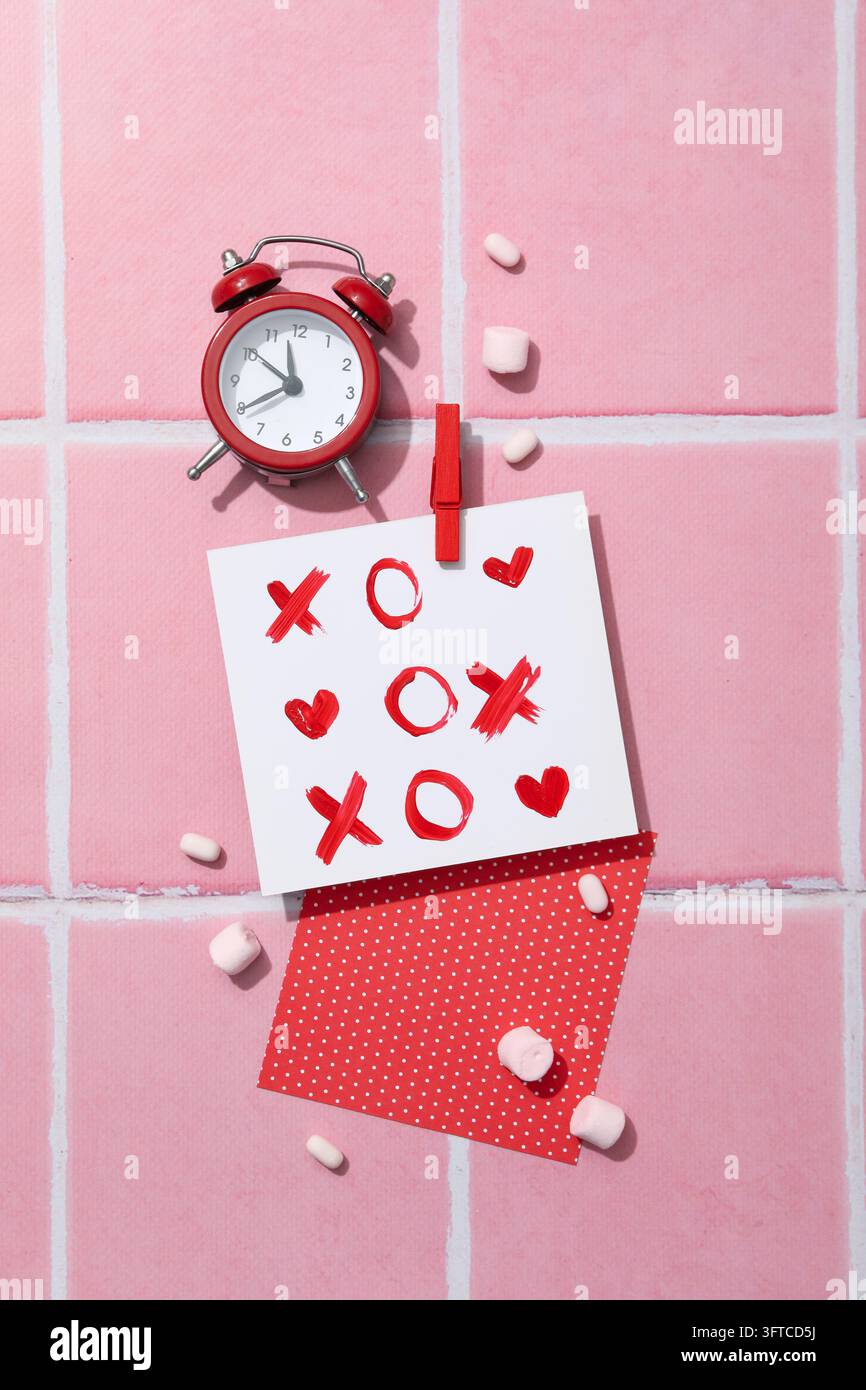 Concetto di San Valentino, giorno degli innamorati, vista dall'alto Foto Stock