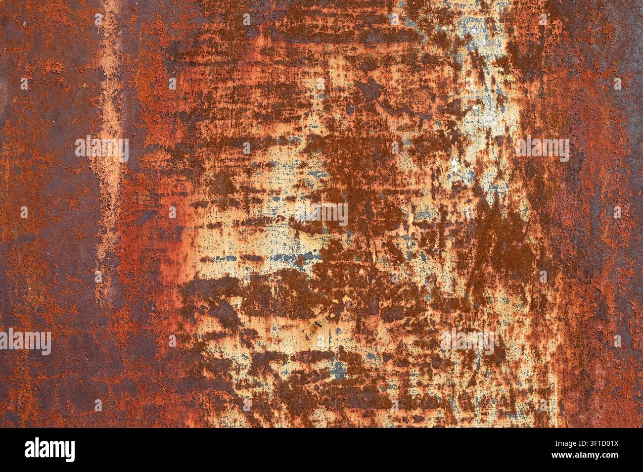Texture o sfondo in metallo arrugginito con forte corrosione e superficie grunge consumata Foto Stock