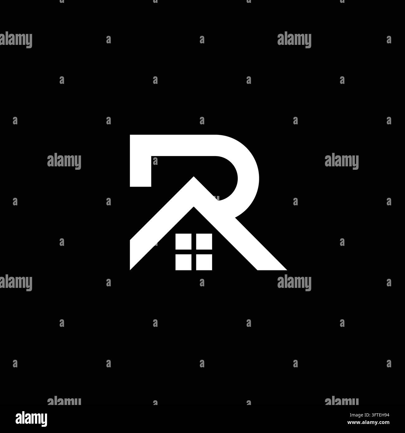 Vettore logo immobiliare tetto casa lettera R minimalista Illustrazione Vettoriale