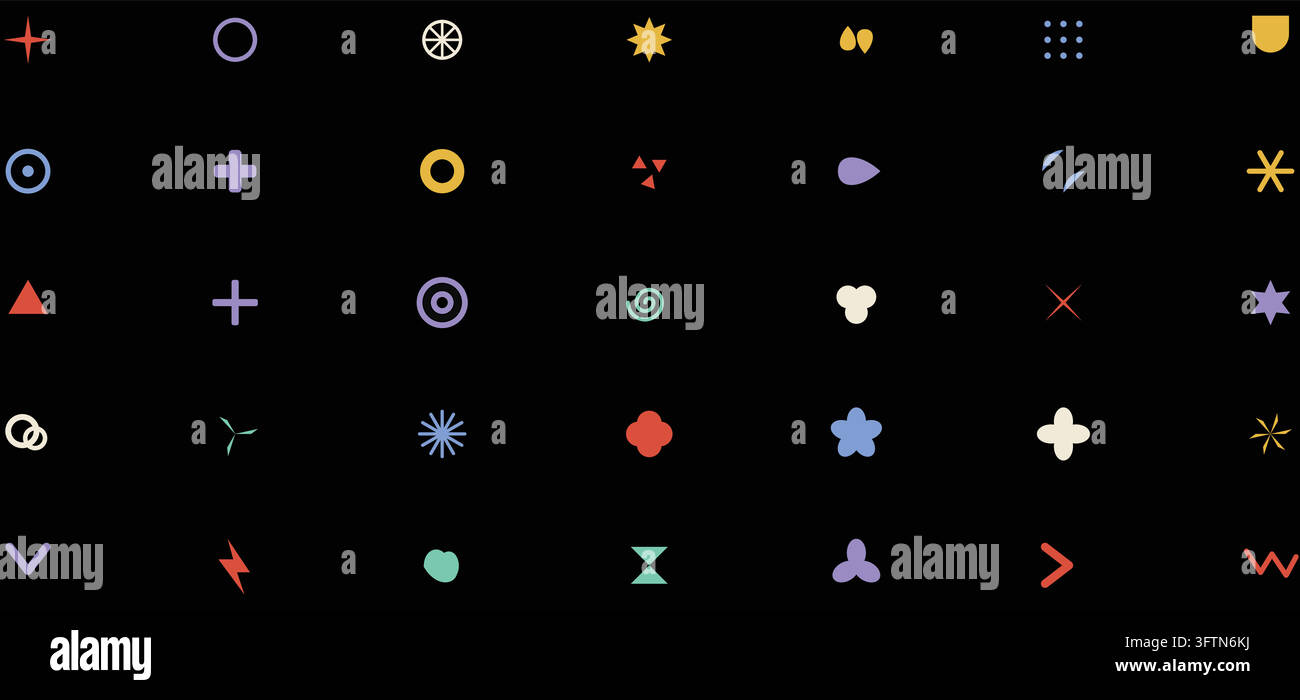 Set di icone a forma astratta brutalista Elementi di design retrò moderni Illustrazione Vettoriale